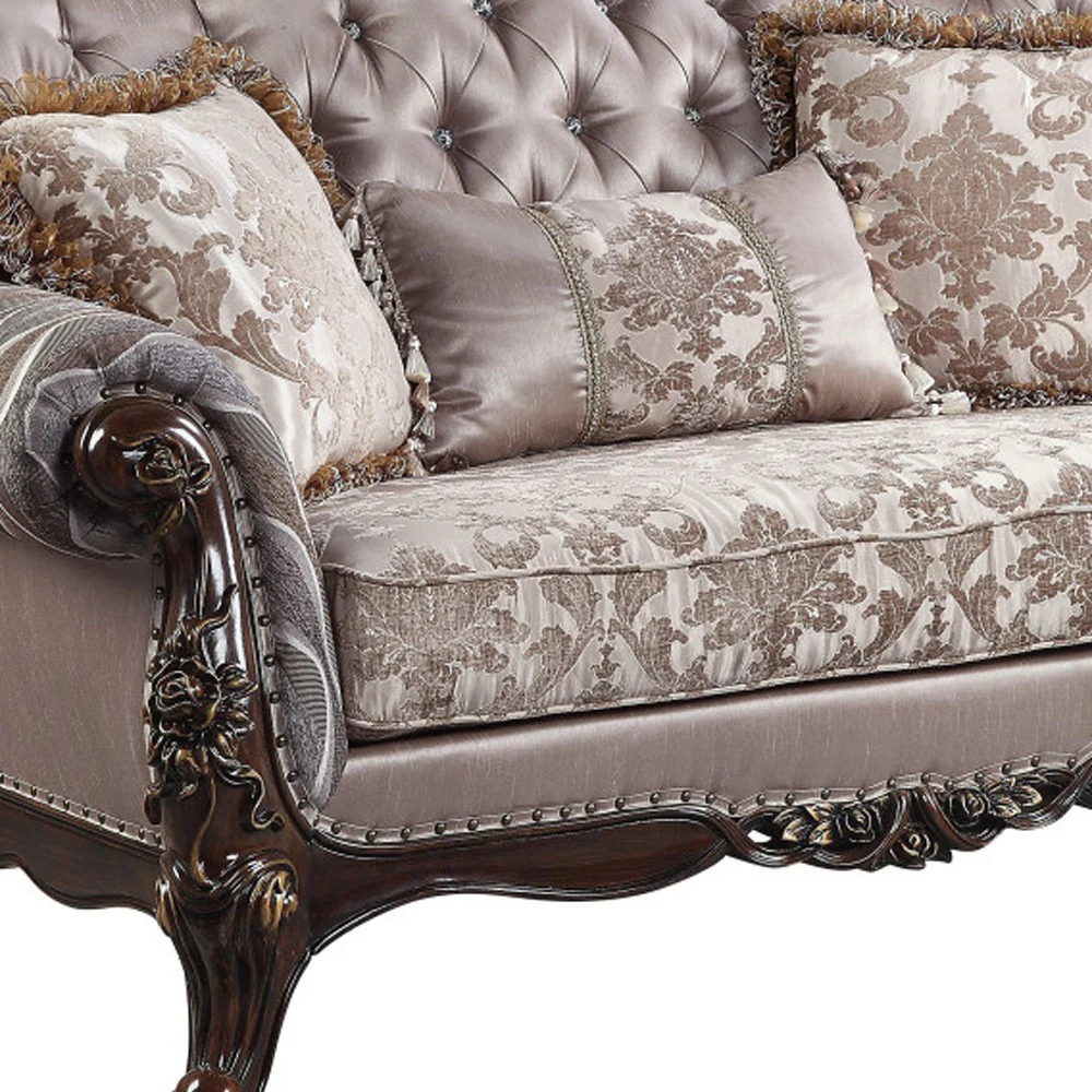 70" Pink And Brown Love Seat And Toss Pillows By Homeroots - Image 3