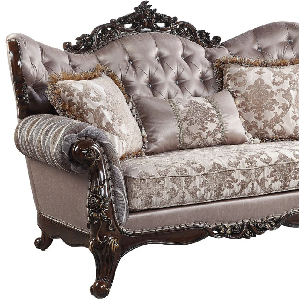 70" Pink And Brown Love Seat And Toss Pillows By Homeroots - Image 4