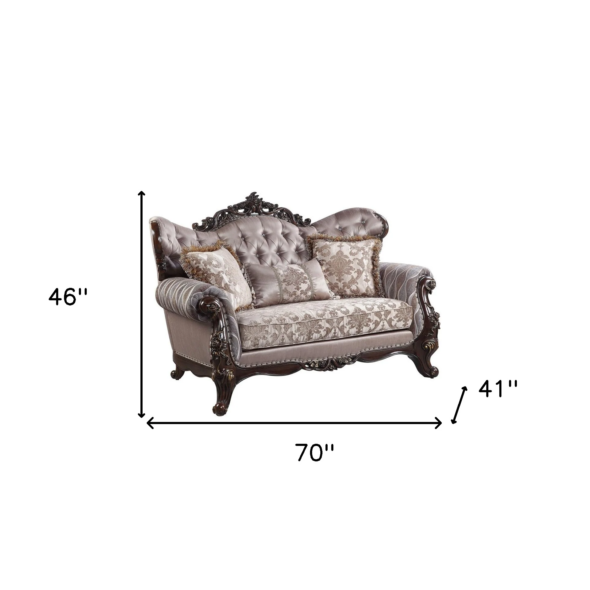 70" Pink And Brown Love Seat And Toss Pillows By Homeroots - Image 5