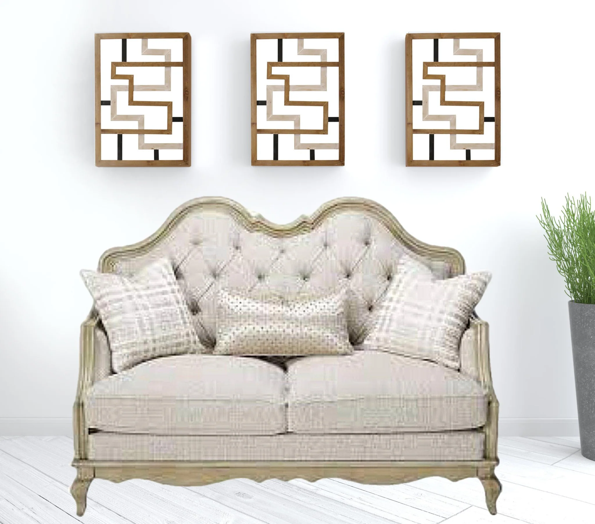 70" Silver And Platinum Faux Leather Love Seat And Toss Pillows By Homeroots - Image 2