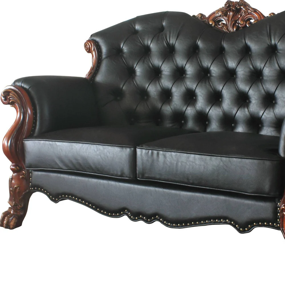 71" Black And Brown Faux Leather Love Seat And Toss Pillows By Homeroots - Image 4