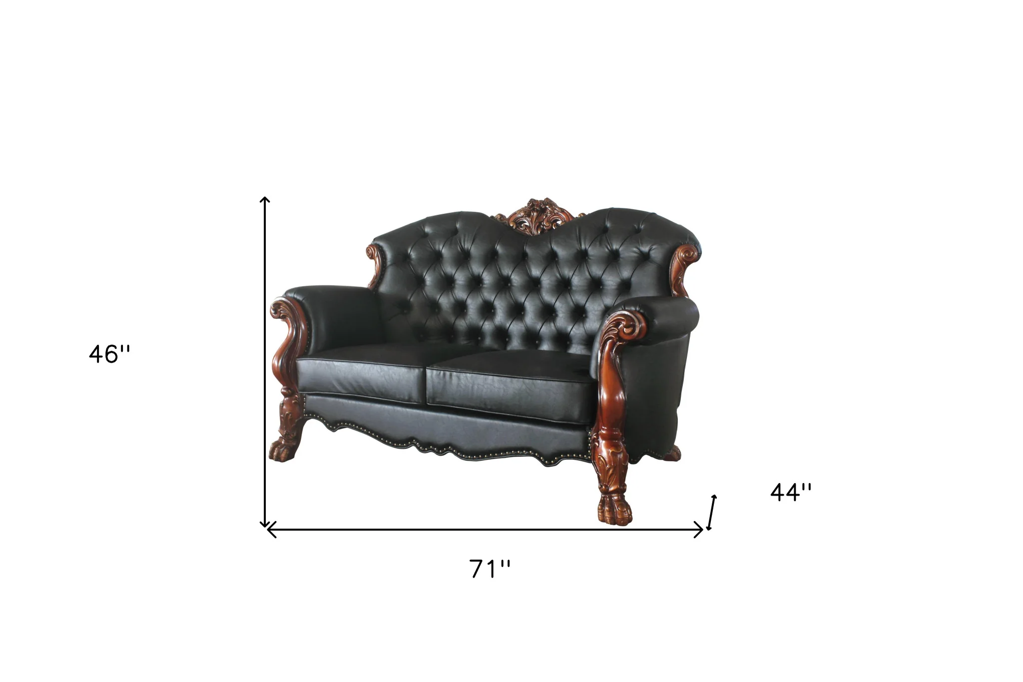 71" Black And Brown Faux Leather Love Seat And Toss Pillows By Homeroots - Image 5
