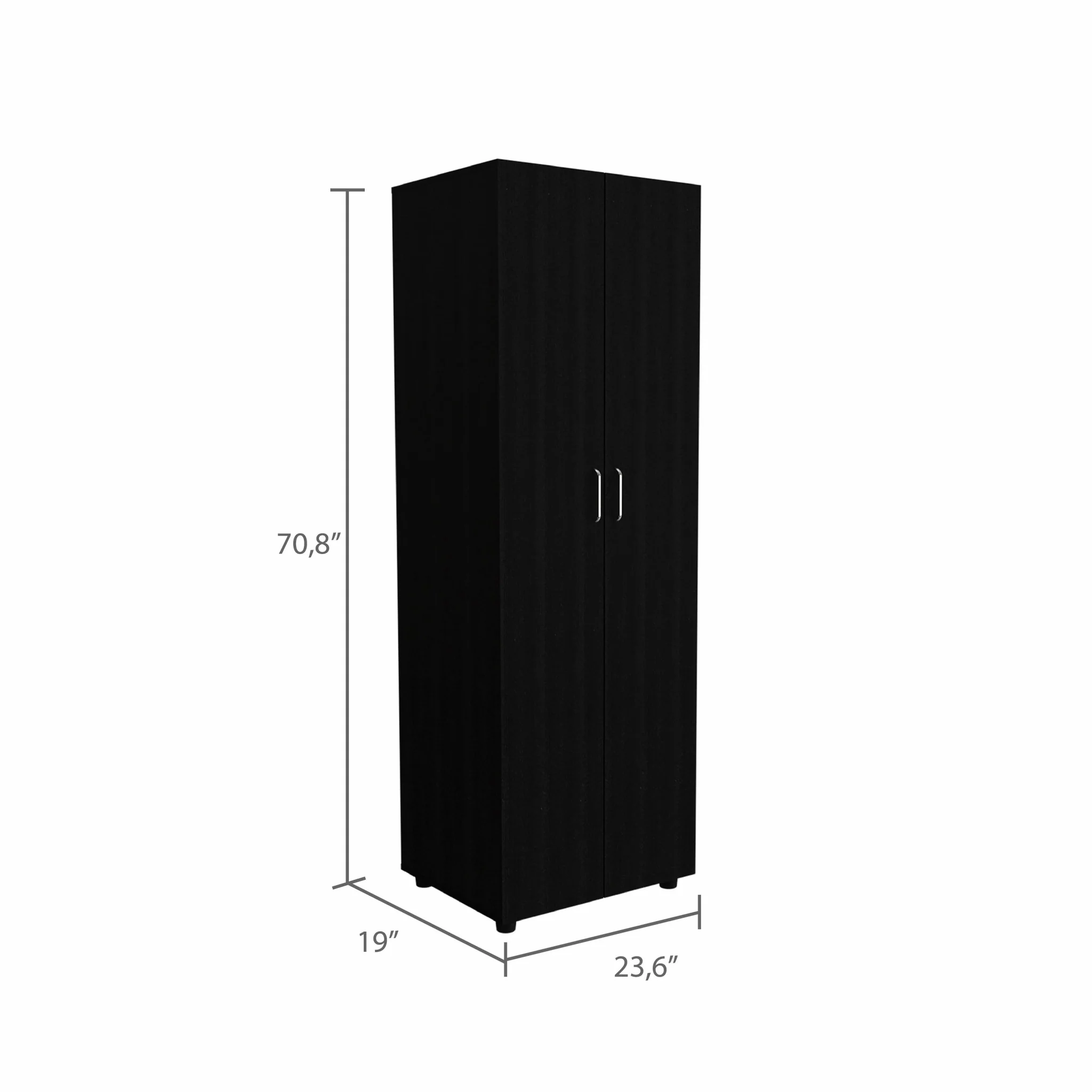 71" Black Tall Two Door Closet By Homeroots - Image 3