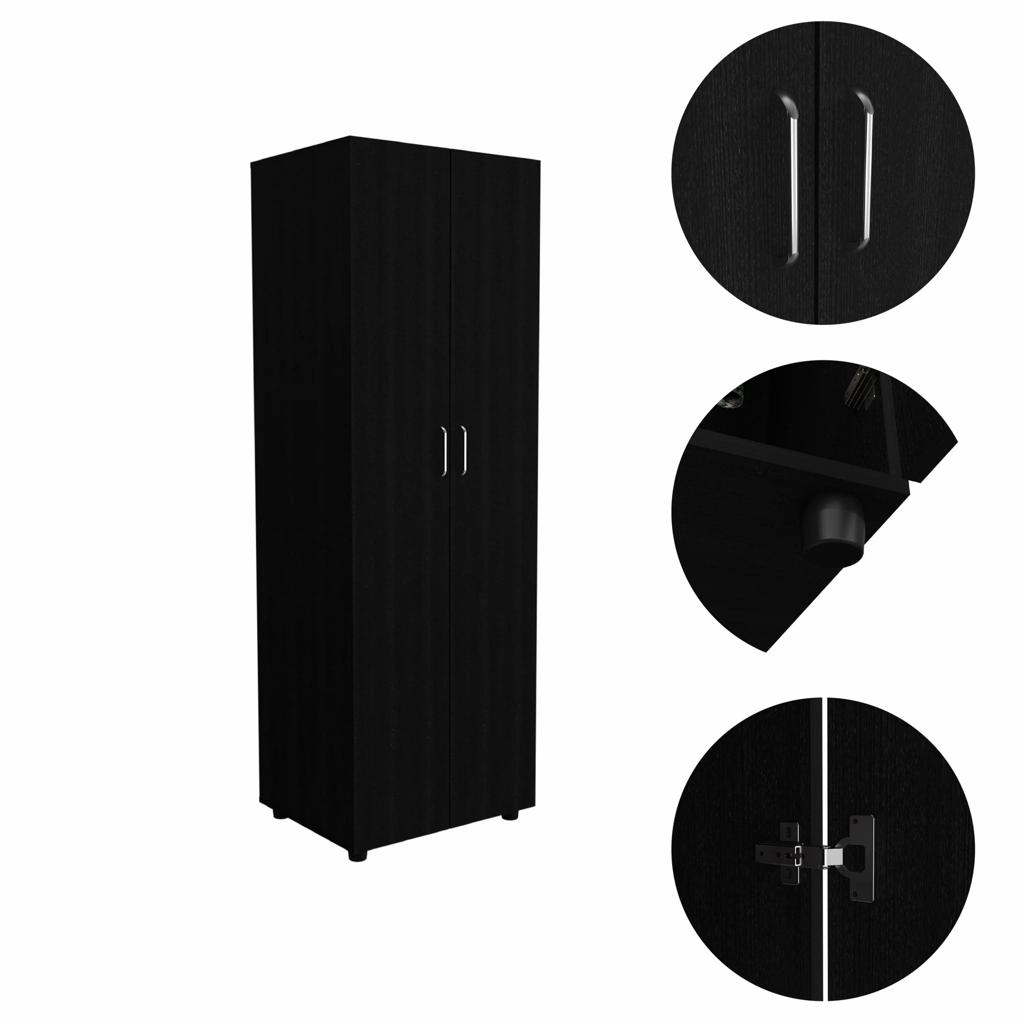 71" Black Tall Two Door Closet By Homeroots - Image 4
