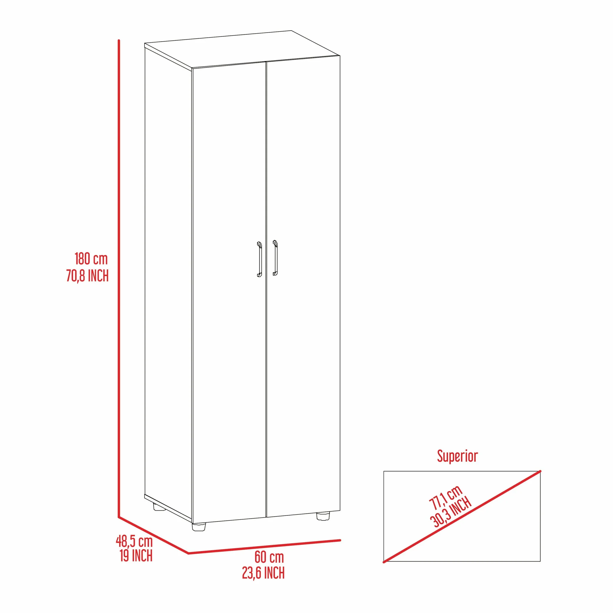 71" Black Tall Two Door Closet By Homeroots - Image 6
