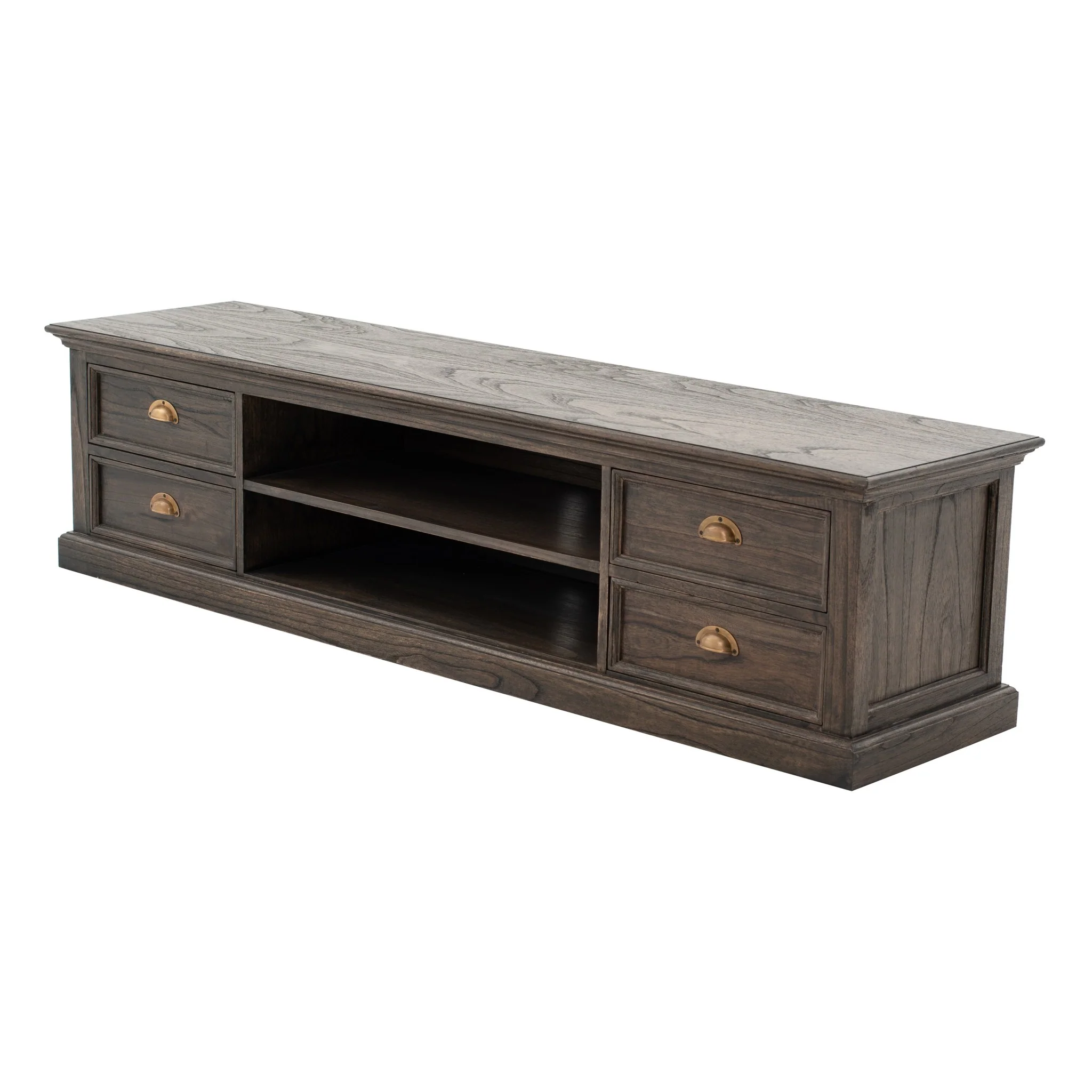 71" Black Wash Wood Entertainment Unit with Four Drawers By Homeroots - Image 3