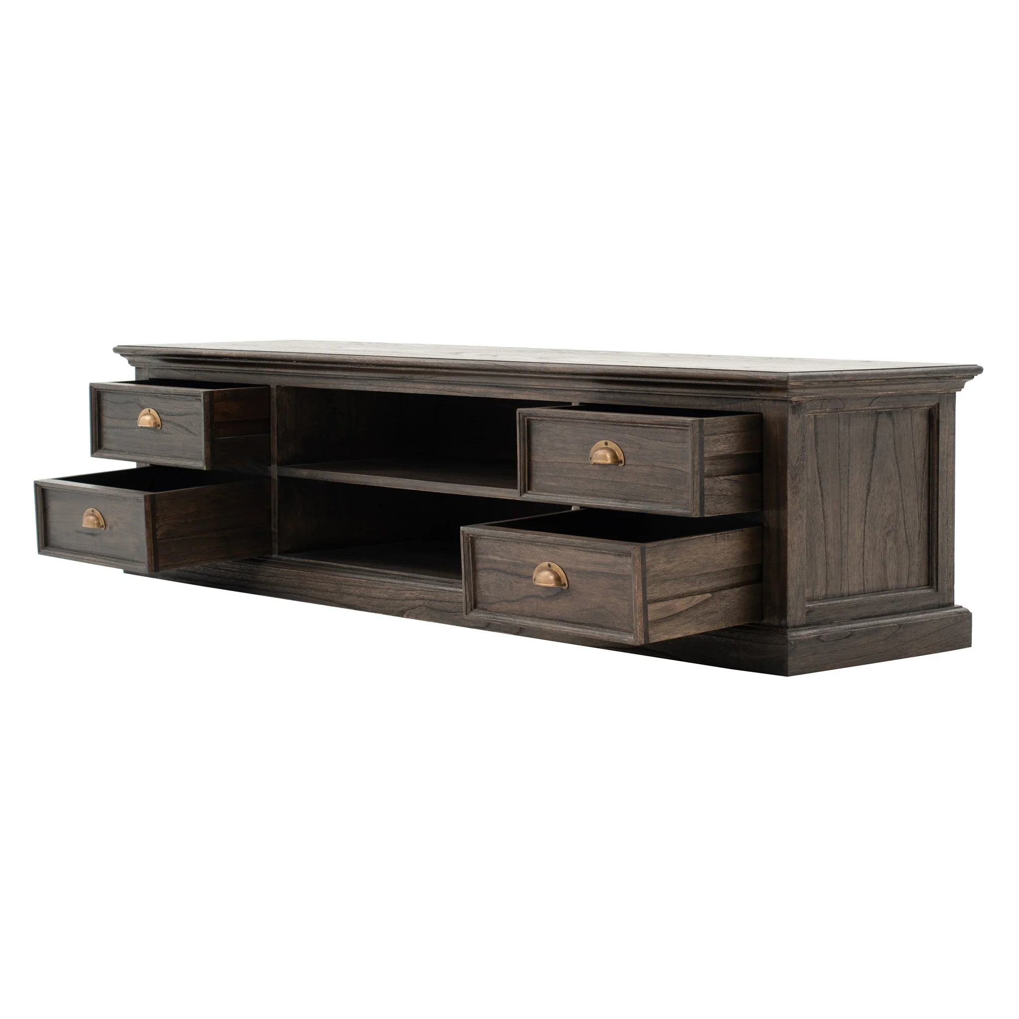 71" Black Wash Wood Entertainment Unit with Four Drawers By Homeroots - Image 4