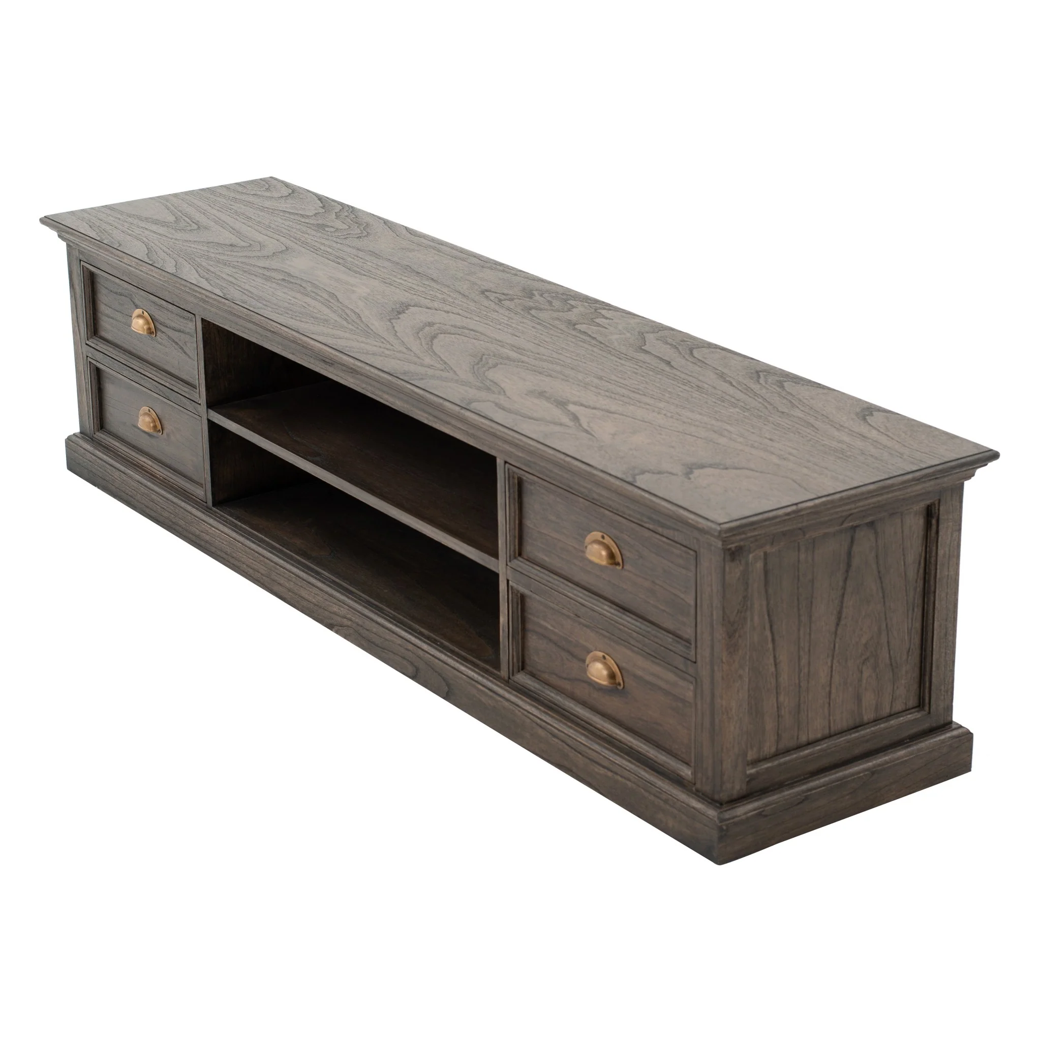 71" Black Wash Wood Entertainment Unit with Four Drawers By Homeroots - Image 5