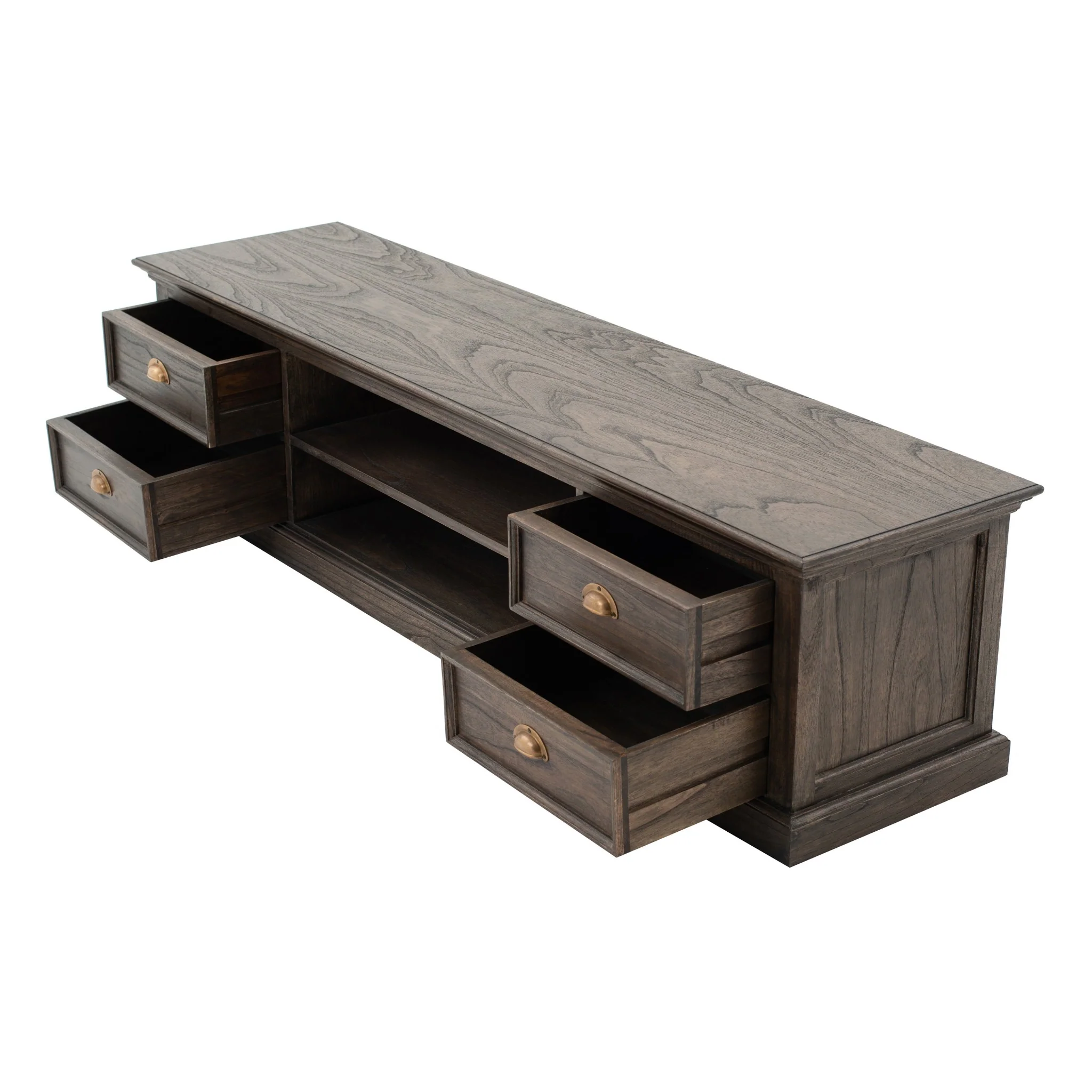 71" Black Wash Wood Entertainment Unit with Four Drawers By Homeroots - Image 6