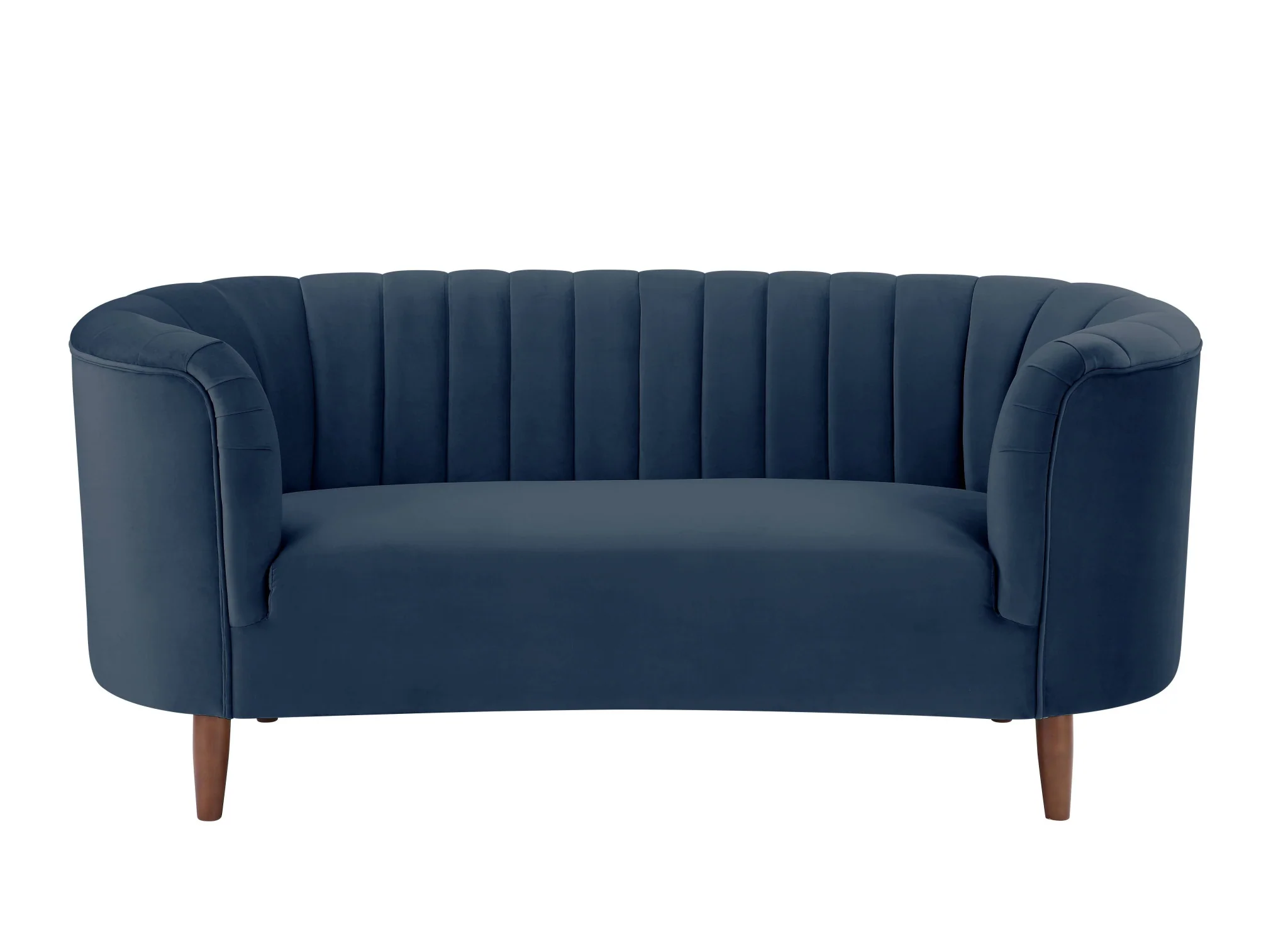 71" Blue And Brown Velvet Love Seat By Homeroots - Image 2