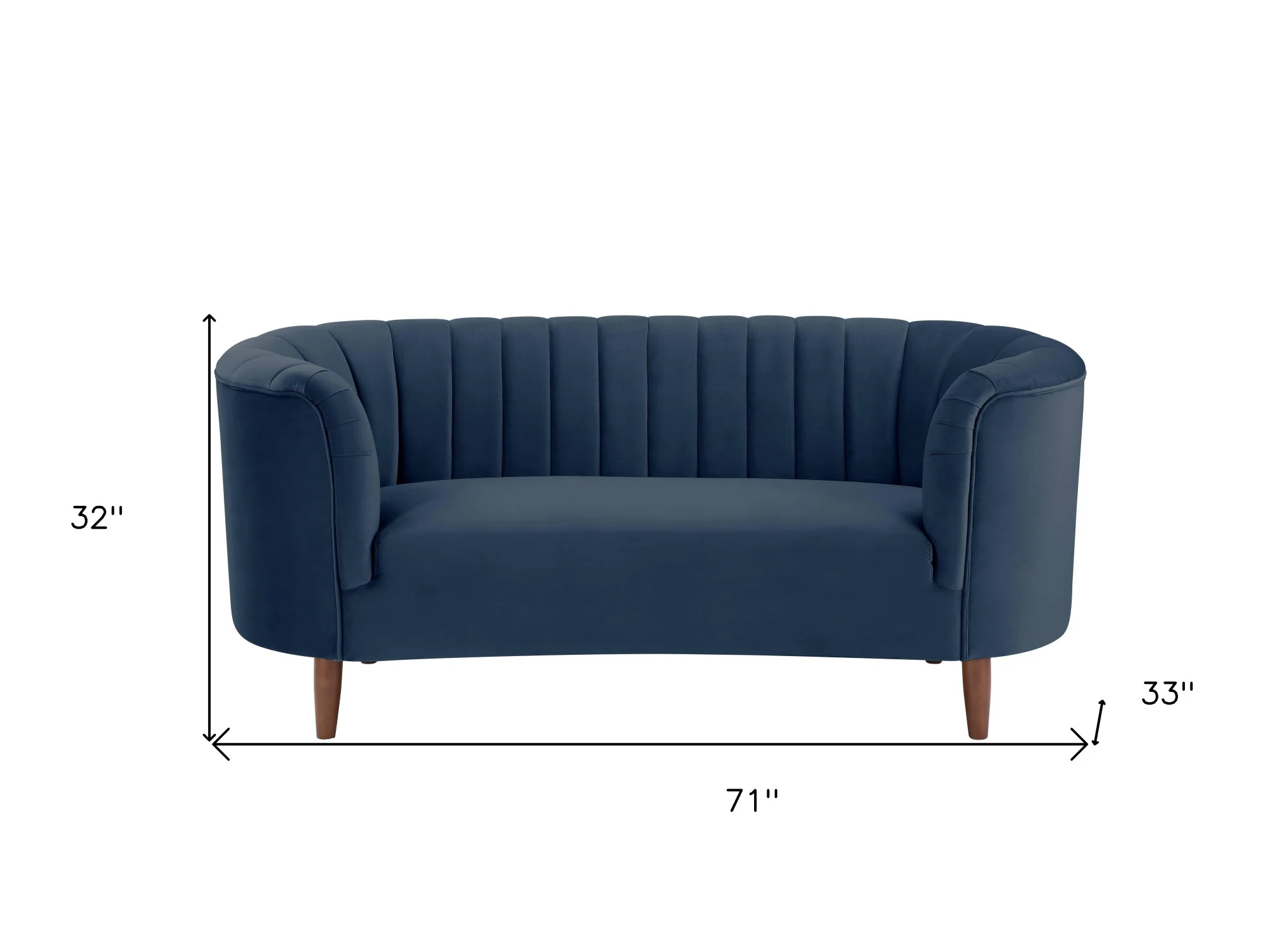 71" Blue And Brown Velvet Love Seat By Homeroots - Image 4