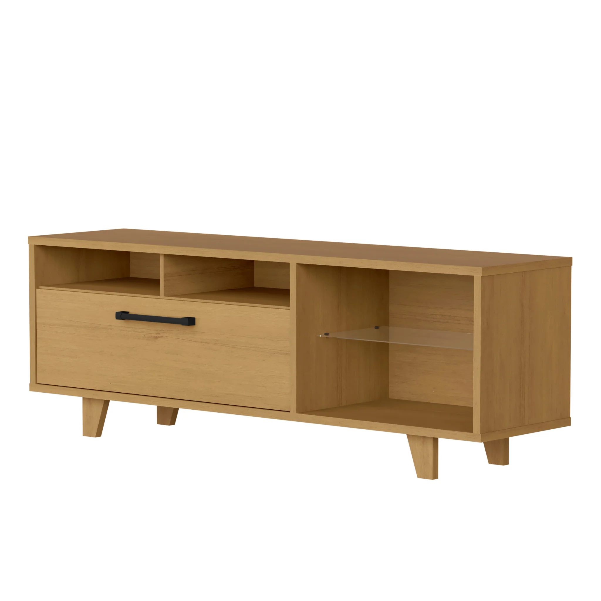 71" Brown Manufactured Wood Open Shelving TV Stand By Homeroots - Image 2