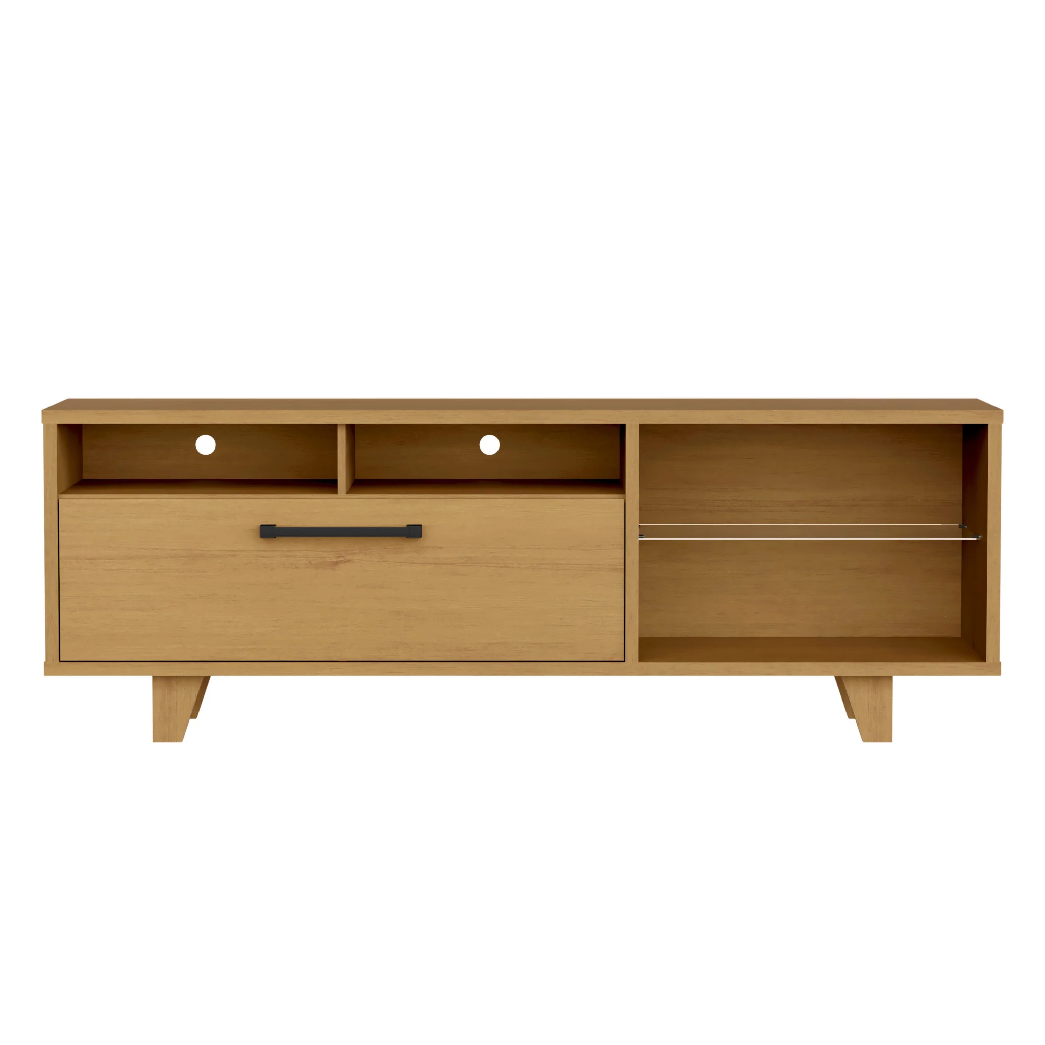 71" Brown Manufactured Wood Open Shelving TV Stand By Homeroots - Image 3