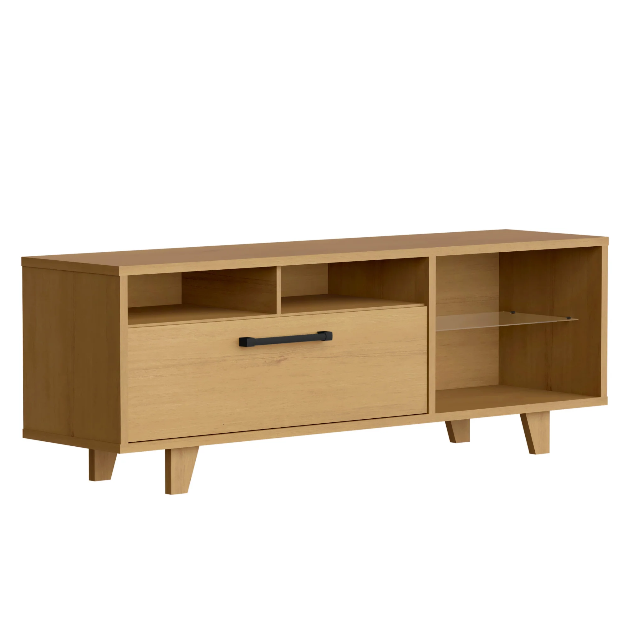 71" Brown Manufactured Wood Open Shelving TV Stand By Homeroots - Image 4