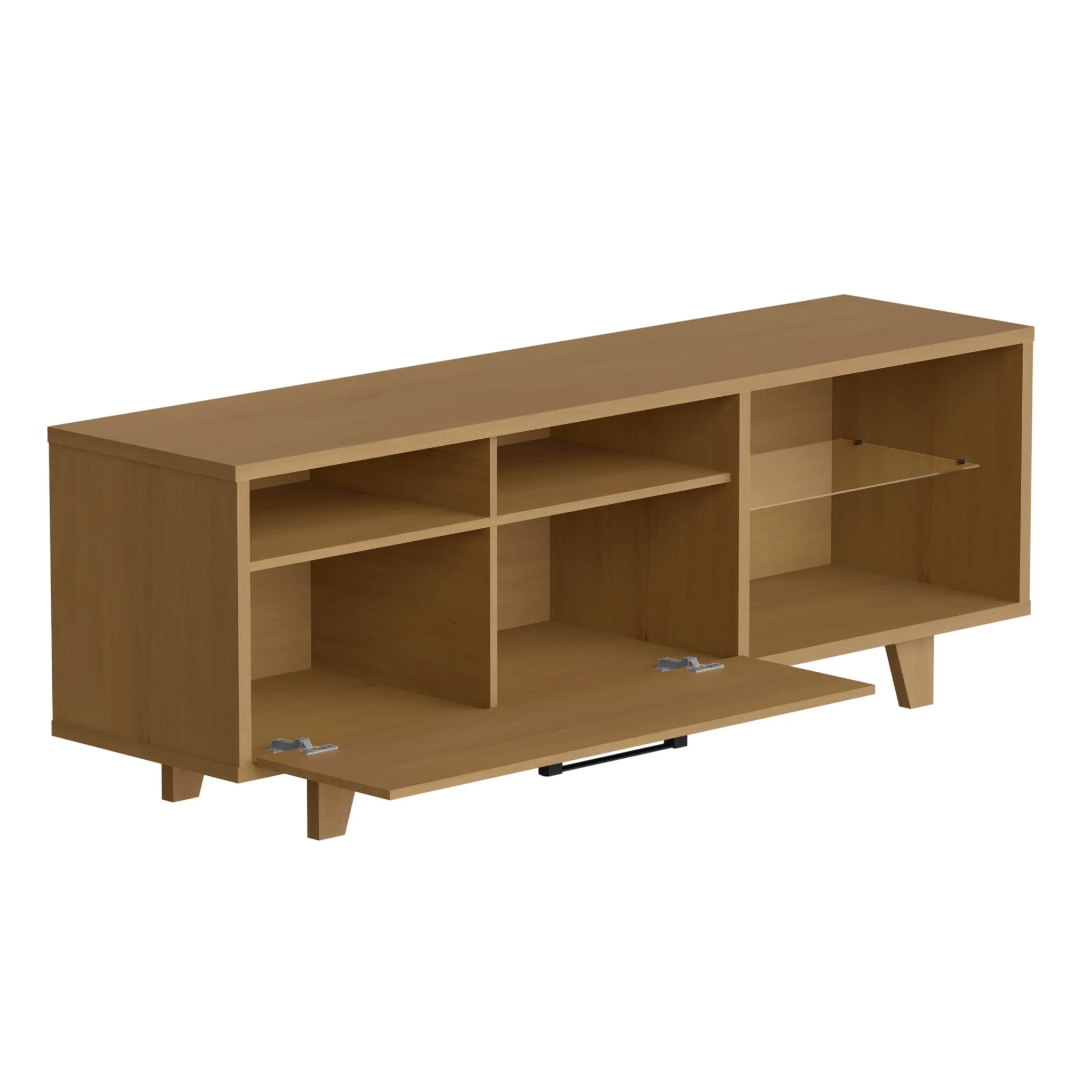 71" Brown Manufactured Wood Open Shelving TV Stand By Homeroots - Image 5