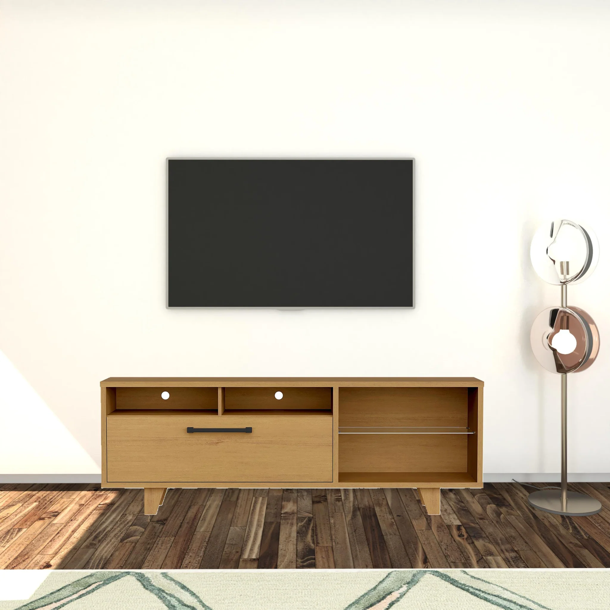 71" Brown Manufactured Wood Open Shelving TV Stand By Homeroots - Image 7