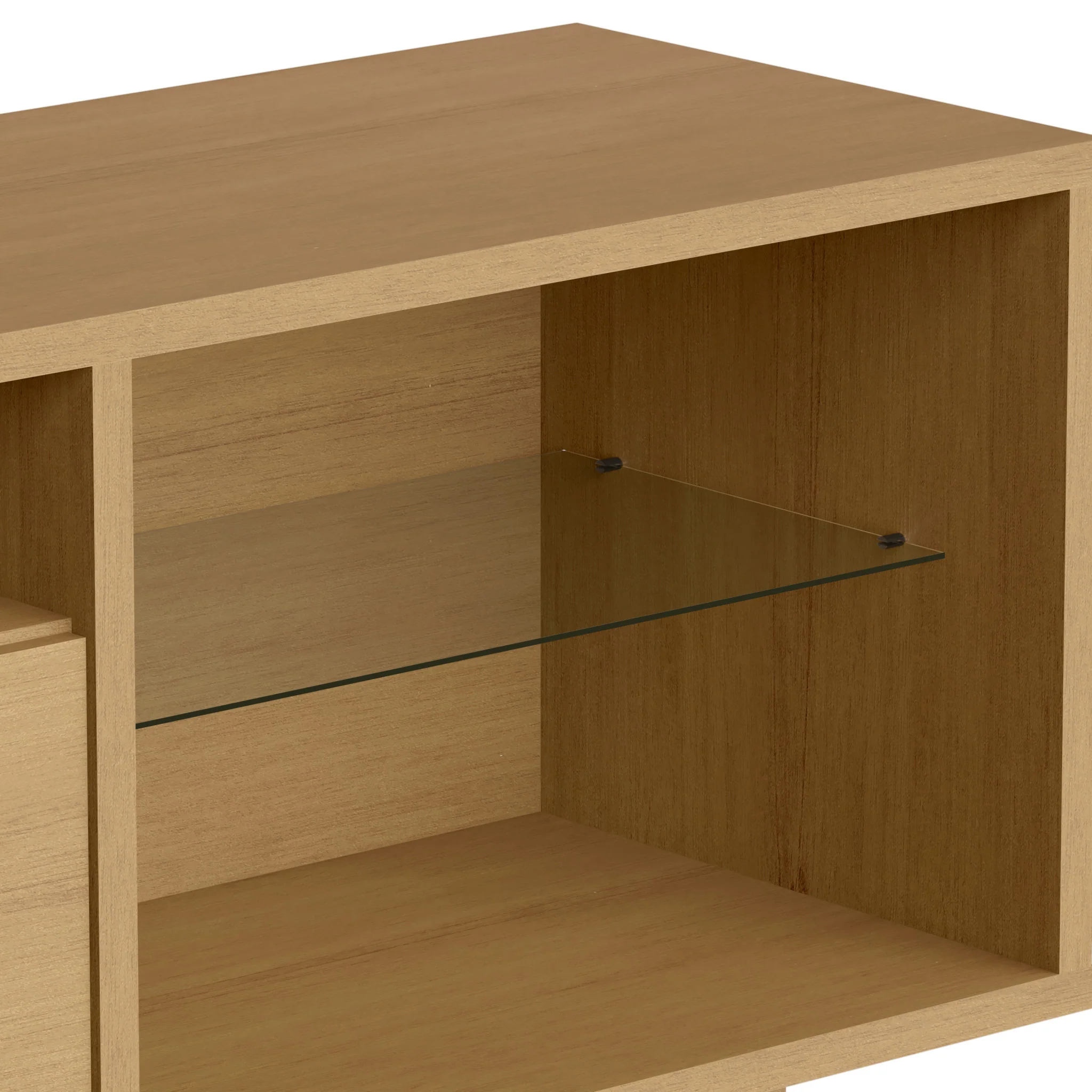 71" Brown Manufactured Wood Open Shelving TV Stand By Homeroots - Image 9