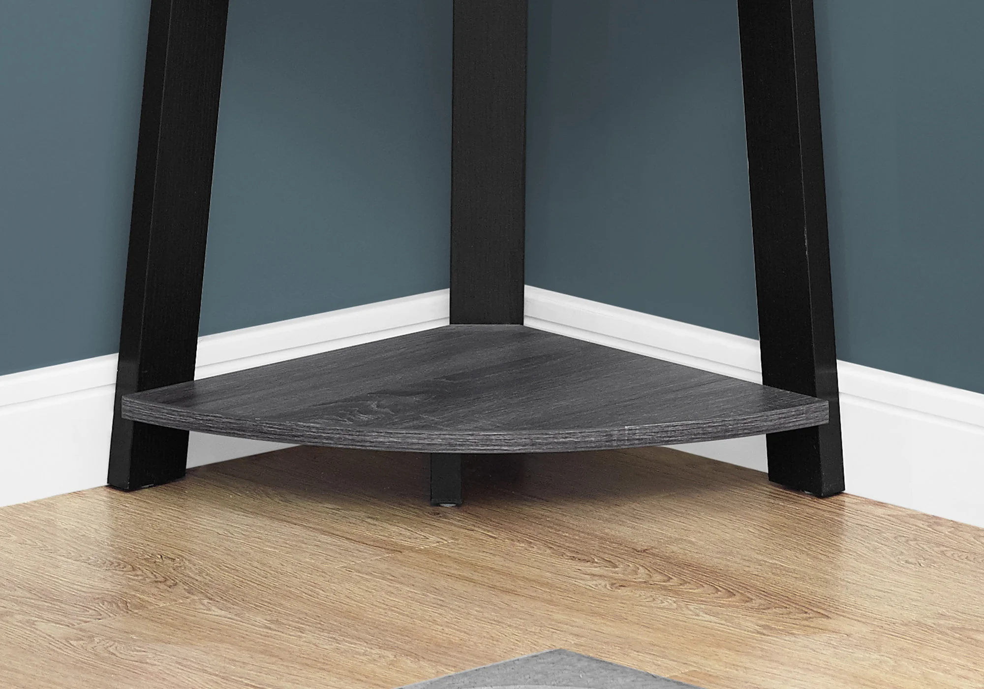 71" Chic Grey and Black 5 Shelf Corner Bookcase By Homeroots - Image 3