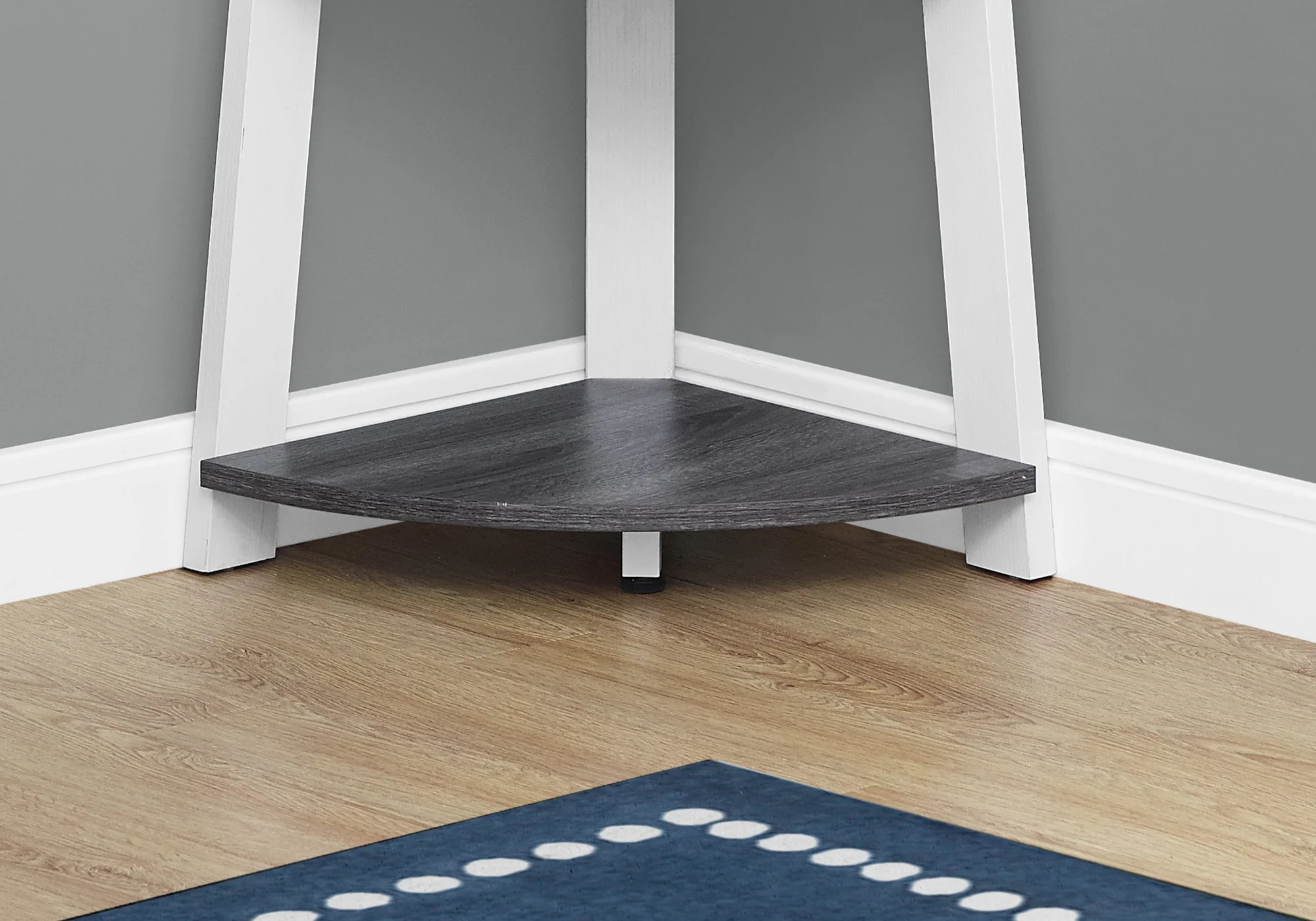 71" Chic Grey and Black 5 Shelf Corner Bookcase By Homeroots - Image 8