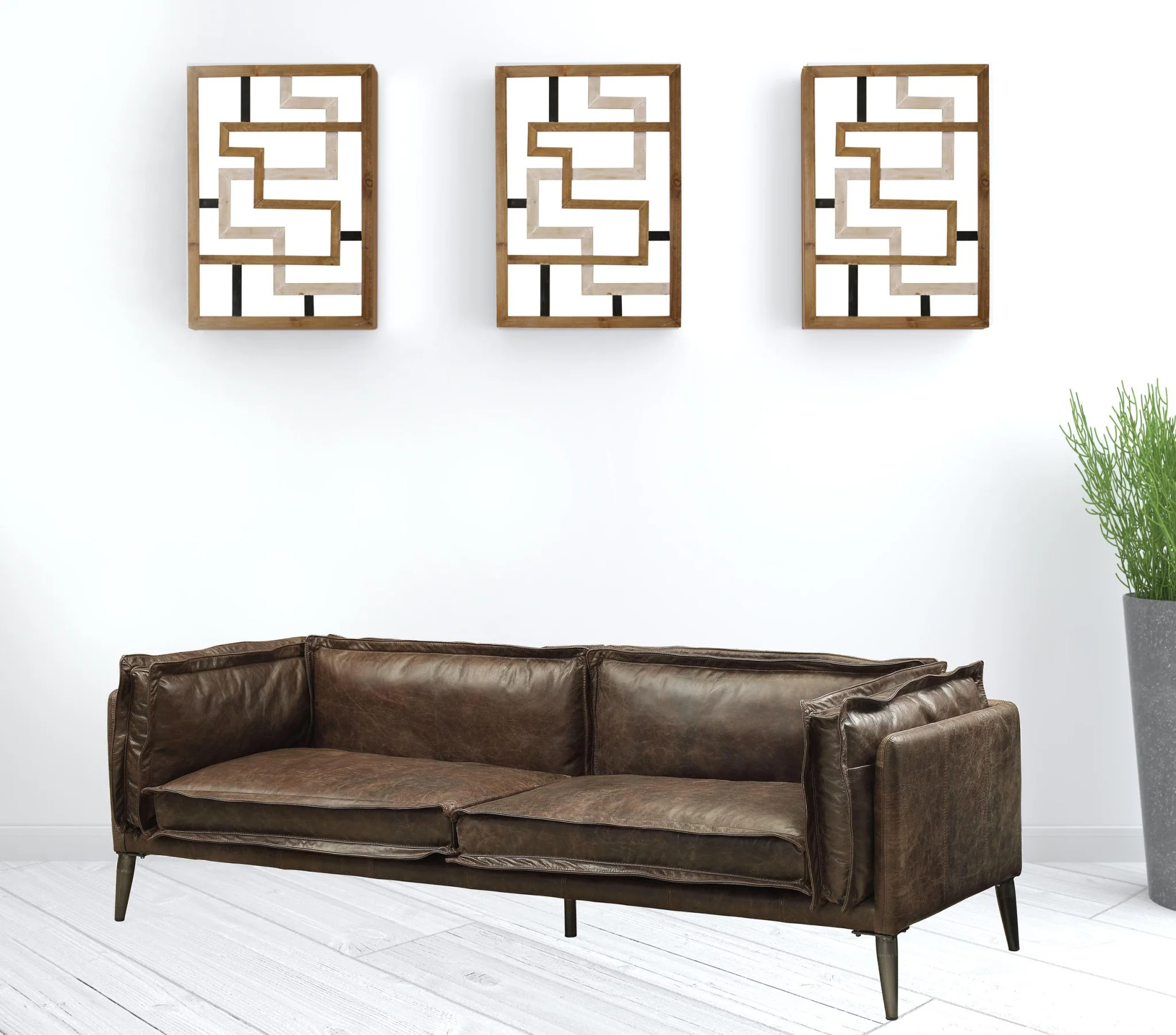 71" Chocolate And Silver Top Grain Leather Love Seat By Homeroots - Image 2