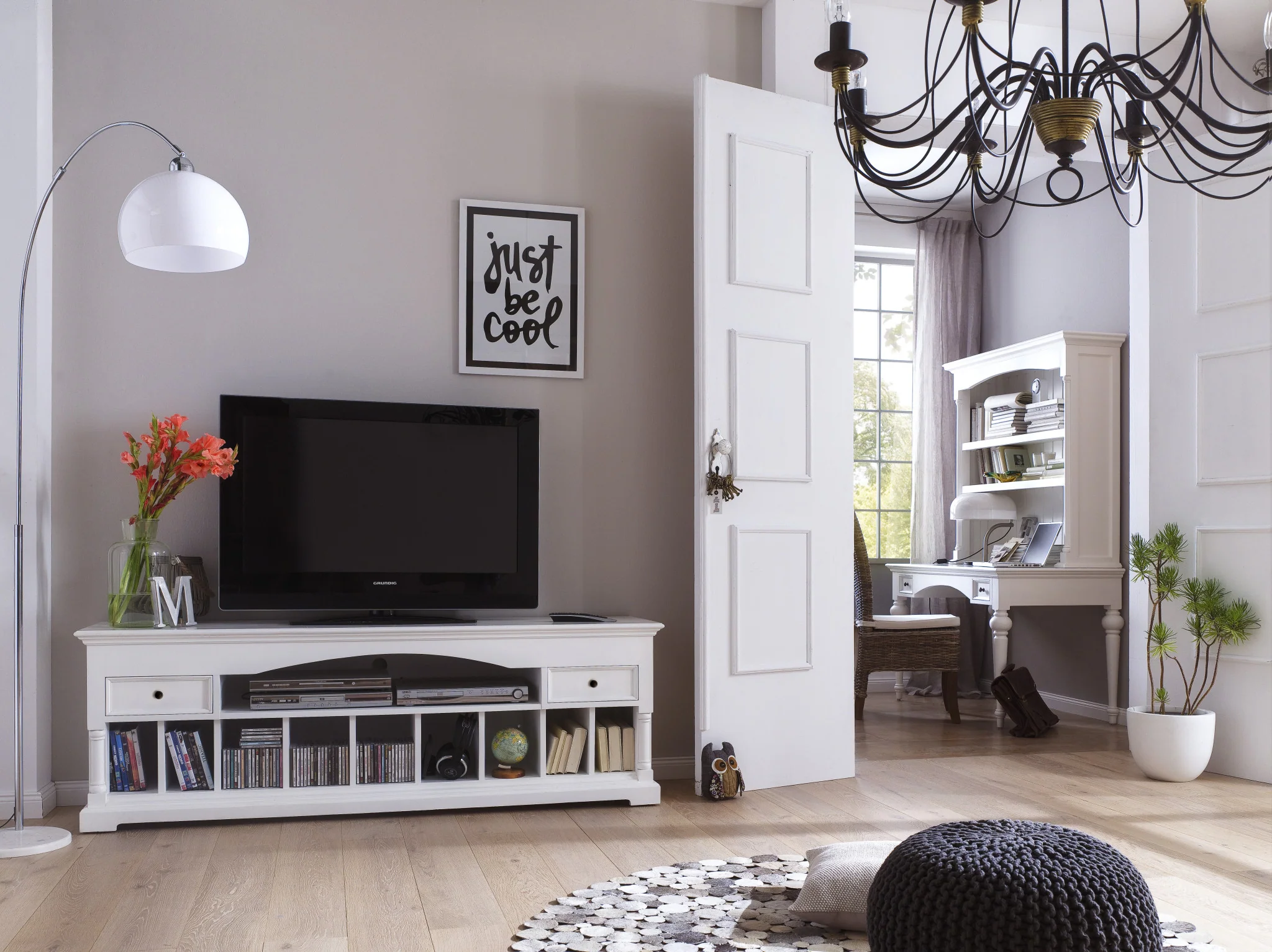 71" Classic White And White Solid Console Table With Storage By Homeroots - Image 9