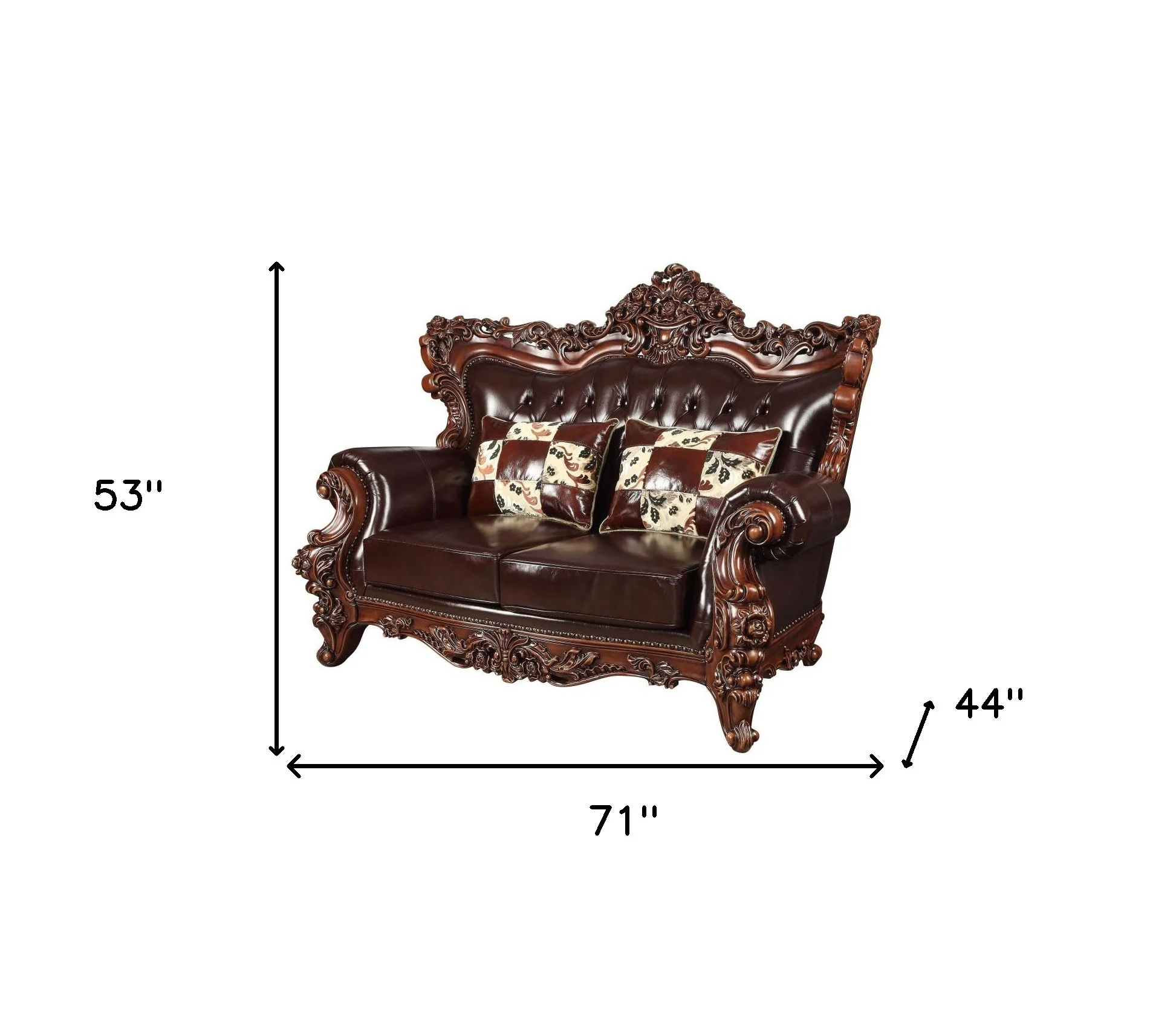 71" Espresso And Brown Faux Leather Curved Love Seat By Homeroots - Image 5