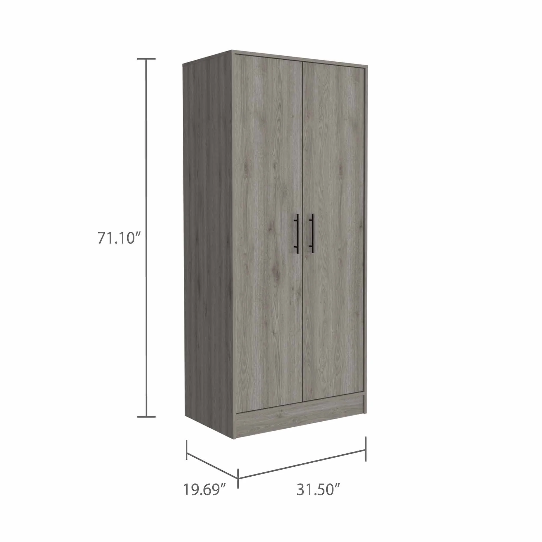 71" Light Gray Tall Two Door Closet By Homeroots - Image 3