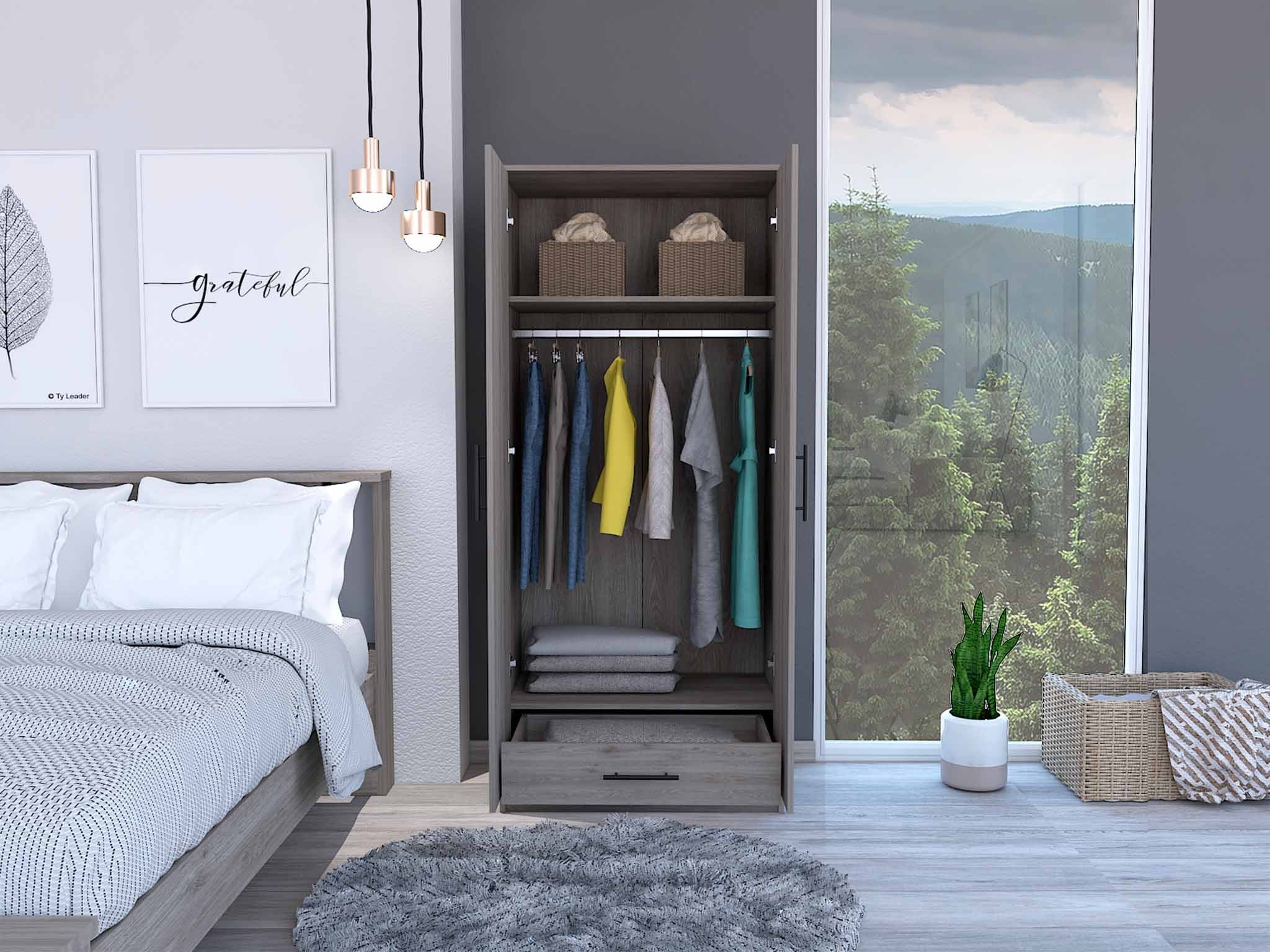 71" Light Gray Tall Two Door Closet By Homeroots - Image 4