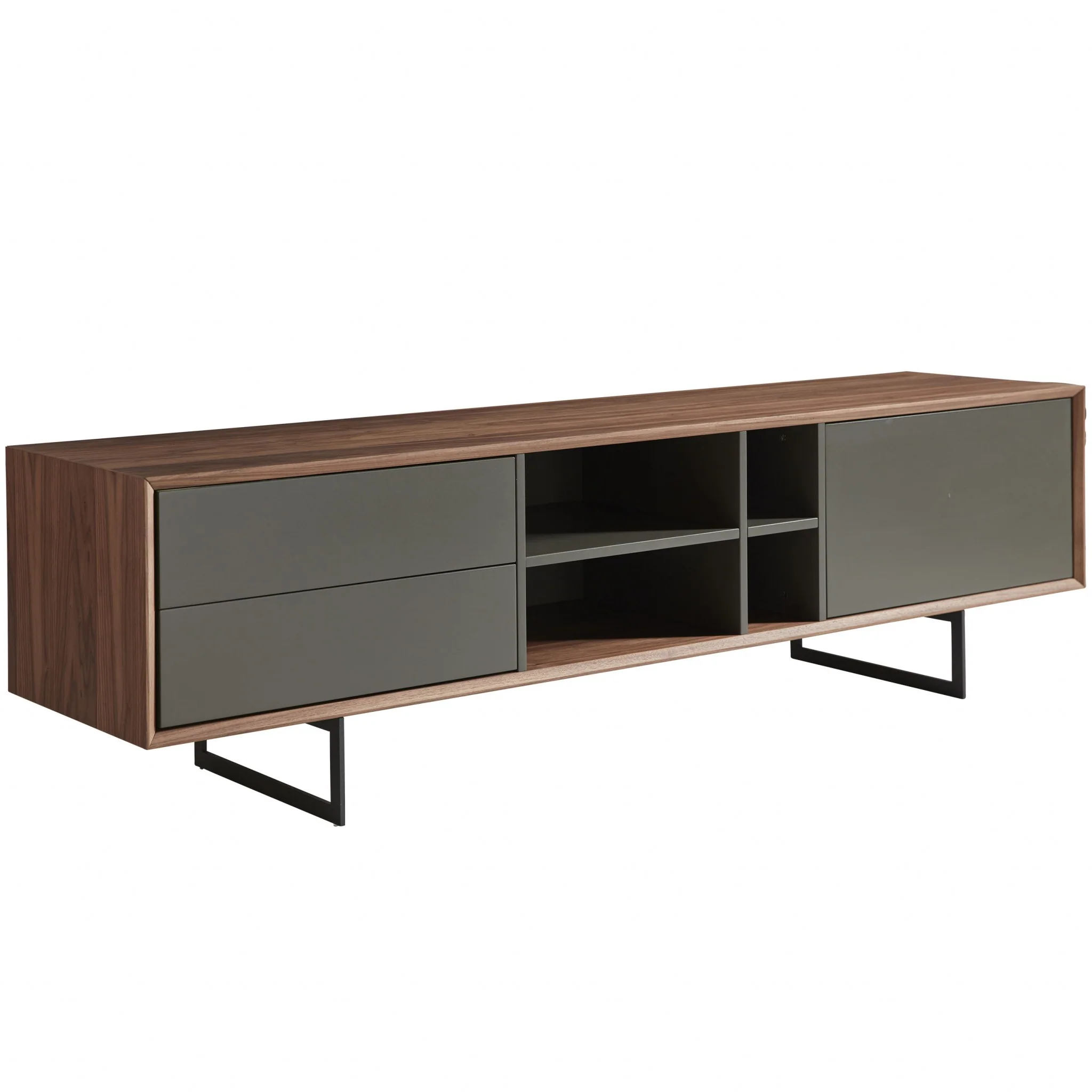 71" Media TV Stand in Walnut and Dark Gray By Homeroots - Image 2