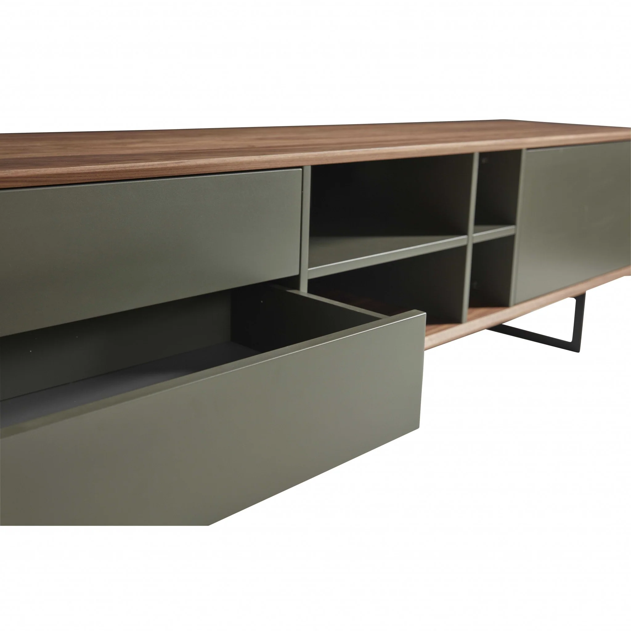 71" Media TV Stand in Walnut and Dark Gray By Homeroots - Image 4
