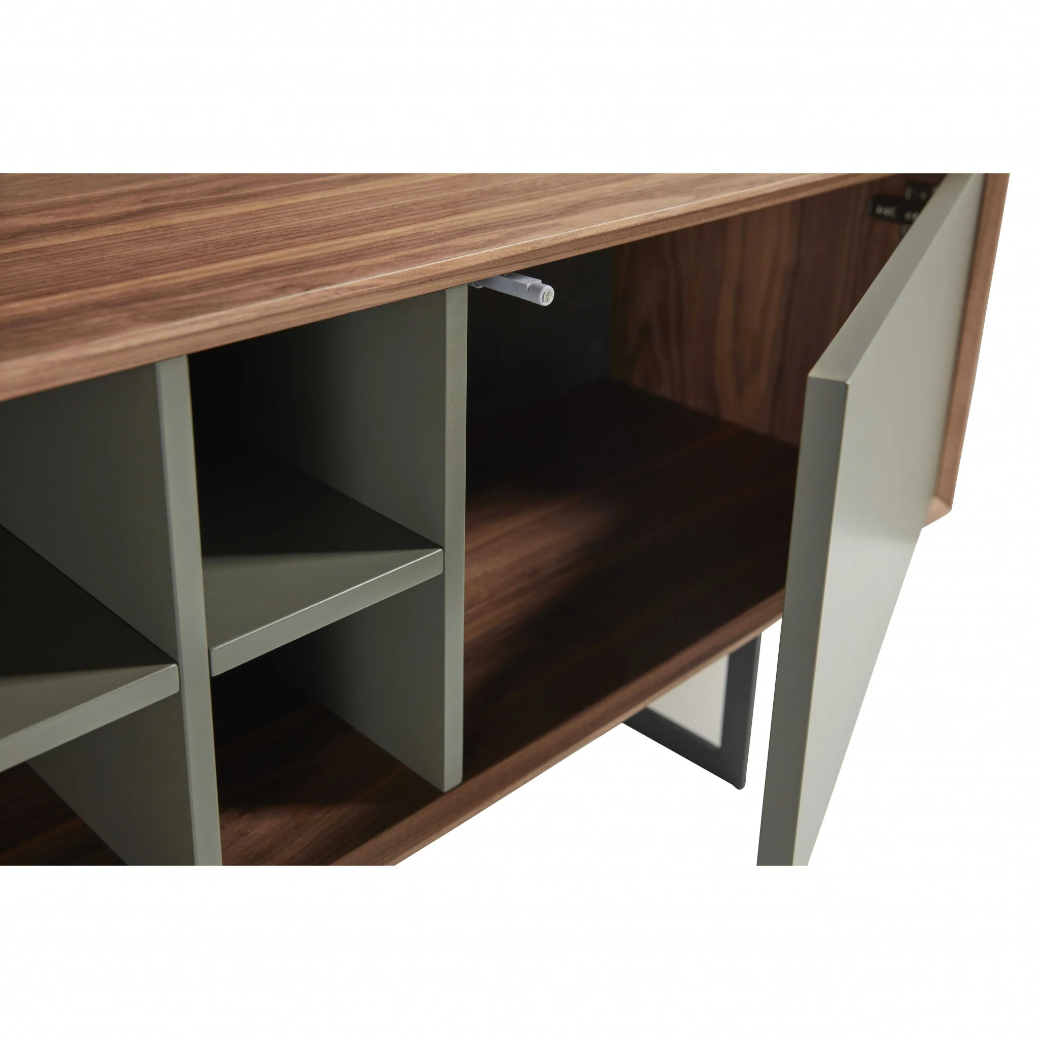 71" Media TV Stand in Walnut and Dark Gray By Homeroots - Image 5