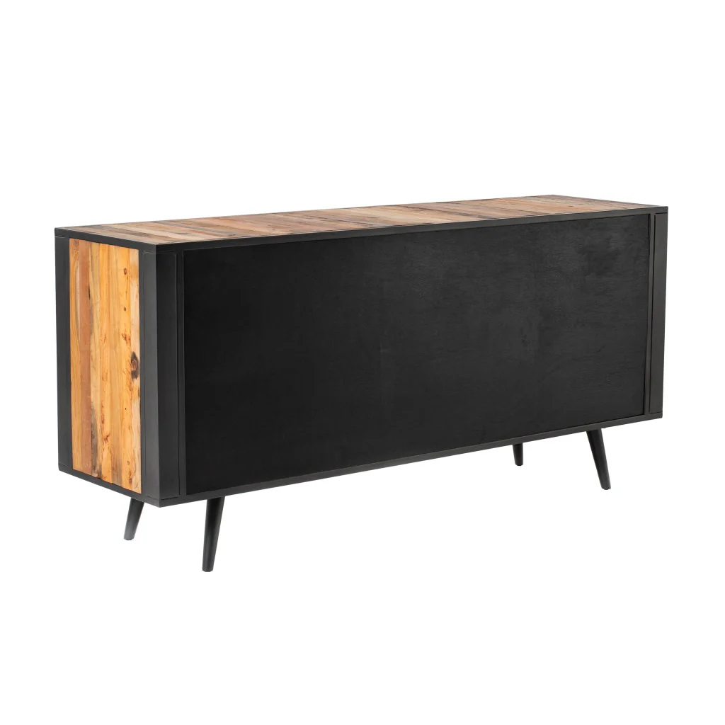 71" Modern Rustic Black Natural And Rattan Buffet Server By Homeroots - Image 6