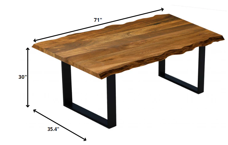 71" Modern Rustic Real Wood Live Edge Dining Table By Homeroots - Image 2