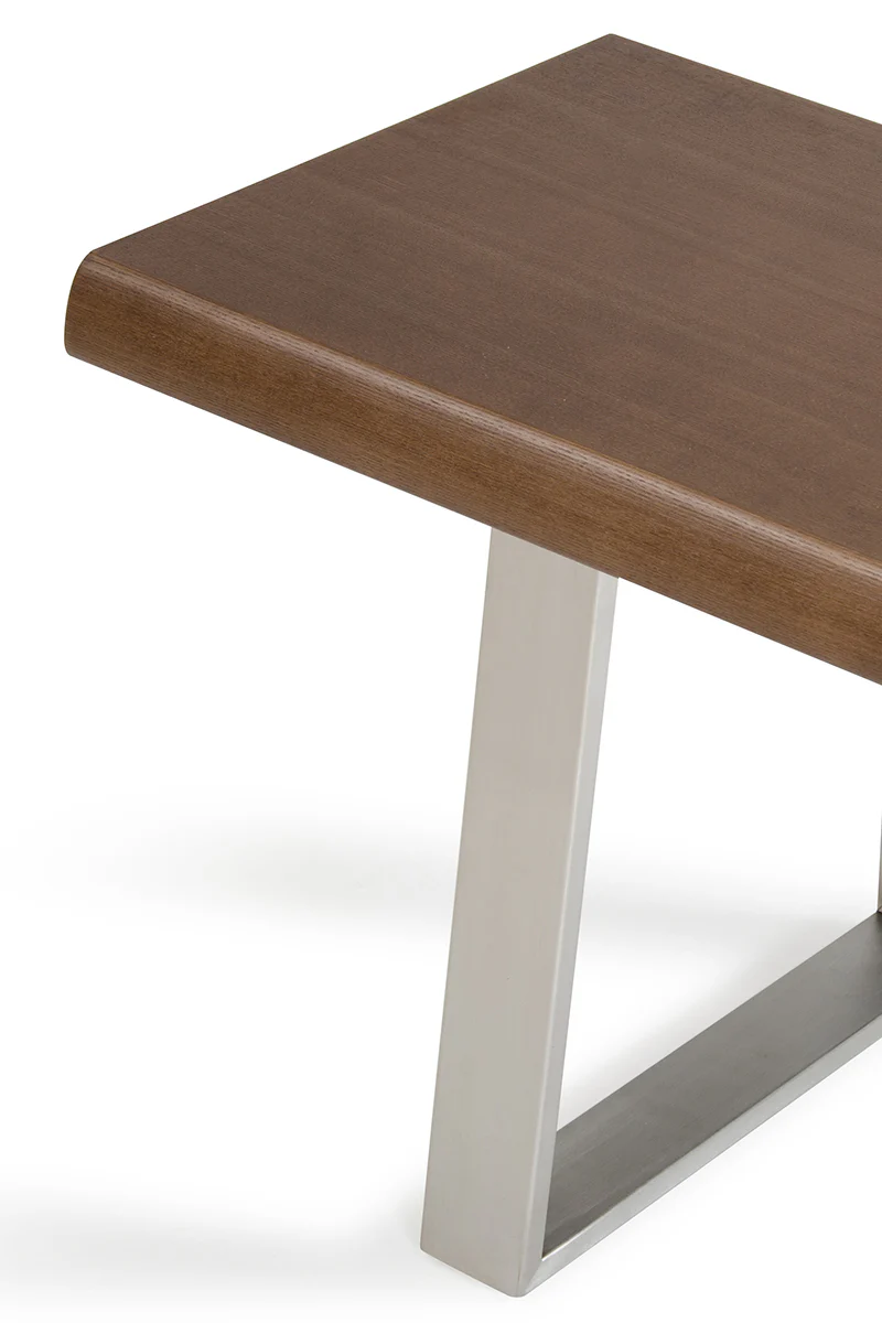 71' Modern Walnut Wood Finish Chrome Leg Bench By Homeroots - Image 5