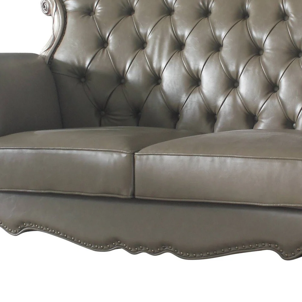 71" Patina And Bone Faux Leather Love Seat And Toss Pillows By Homeroots - Image 3