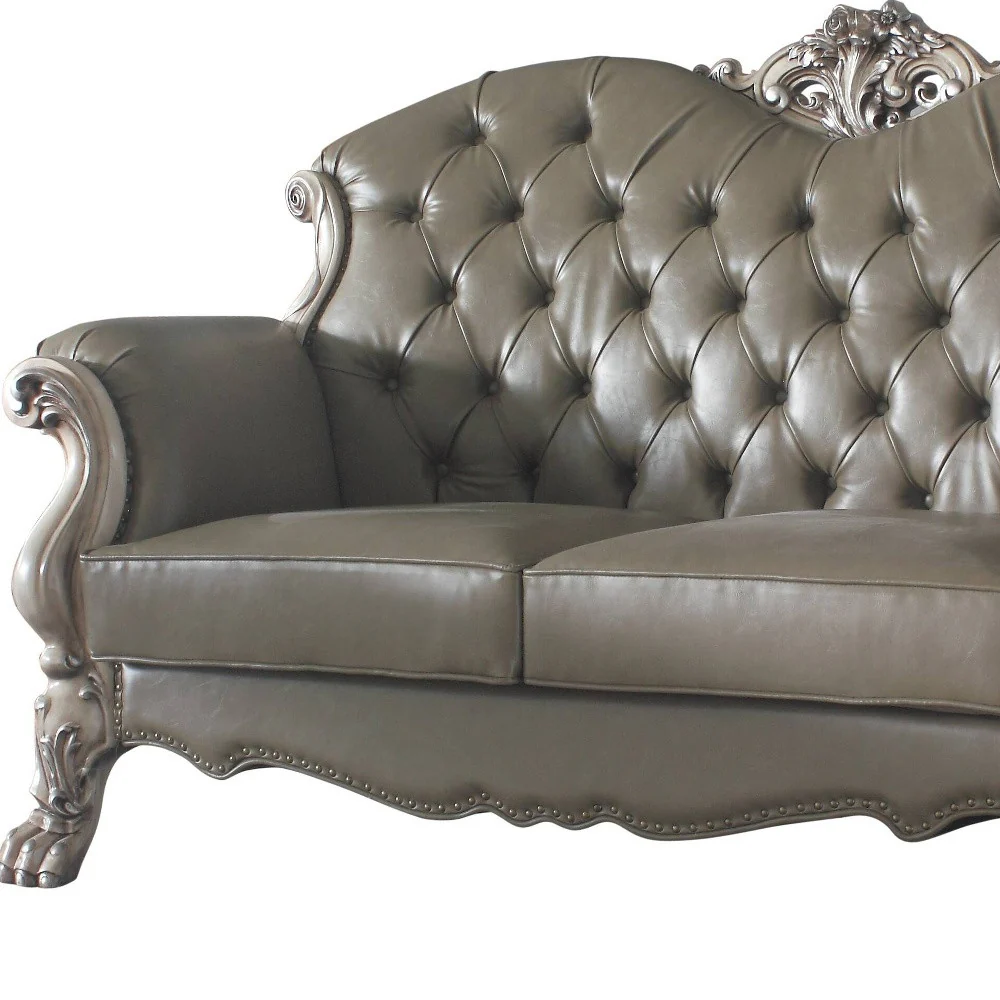 71" Patina And Bone Faux Leather Love Seat And Toss Pillows By Homeroots - Image 4