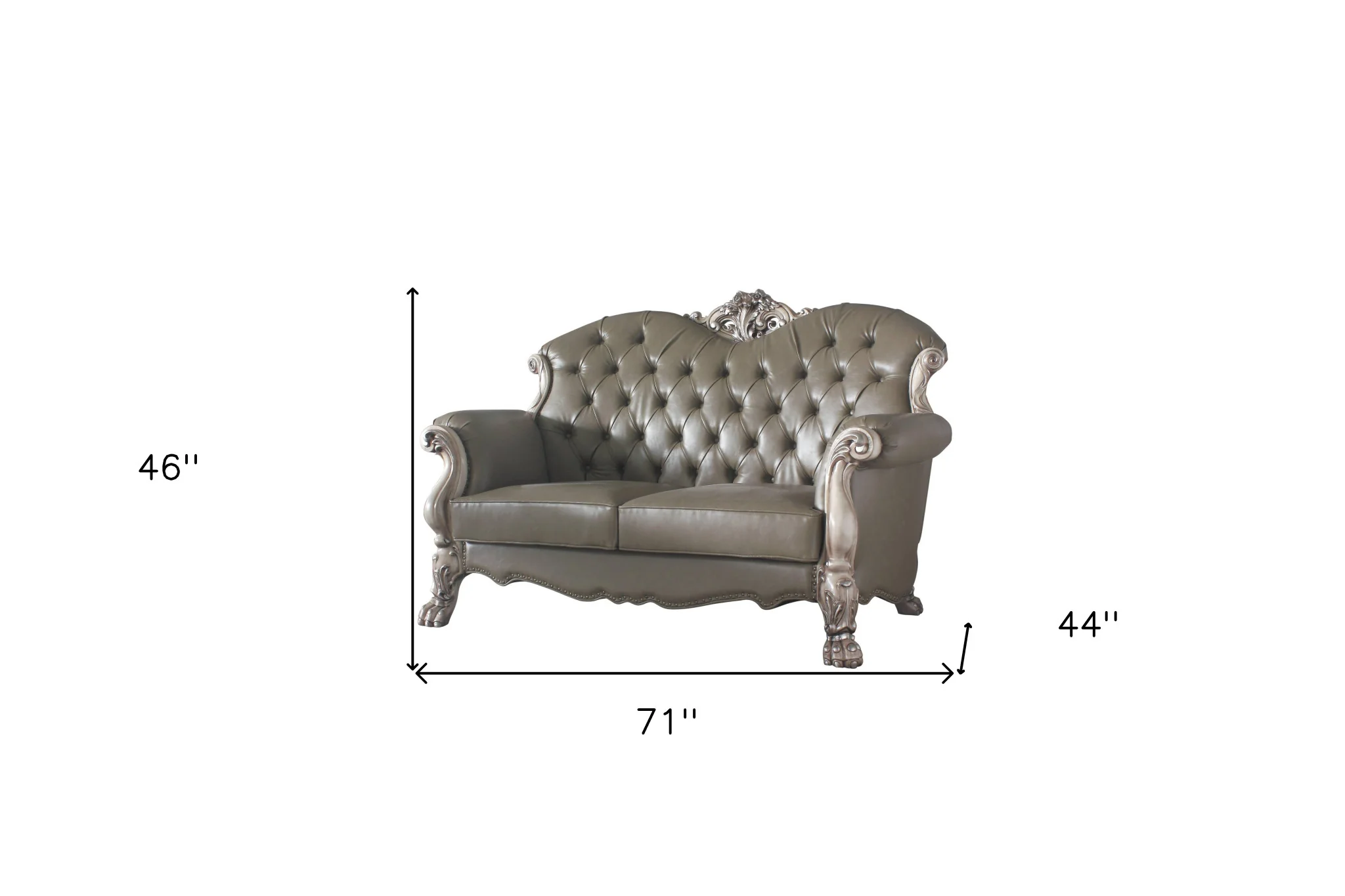 71" Patina And Bone Faux Leather Love Seat And Toss Pillows By Homeroots - Image 5
