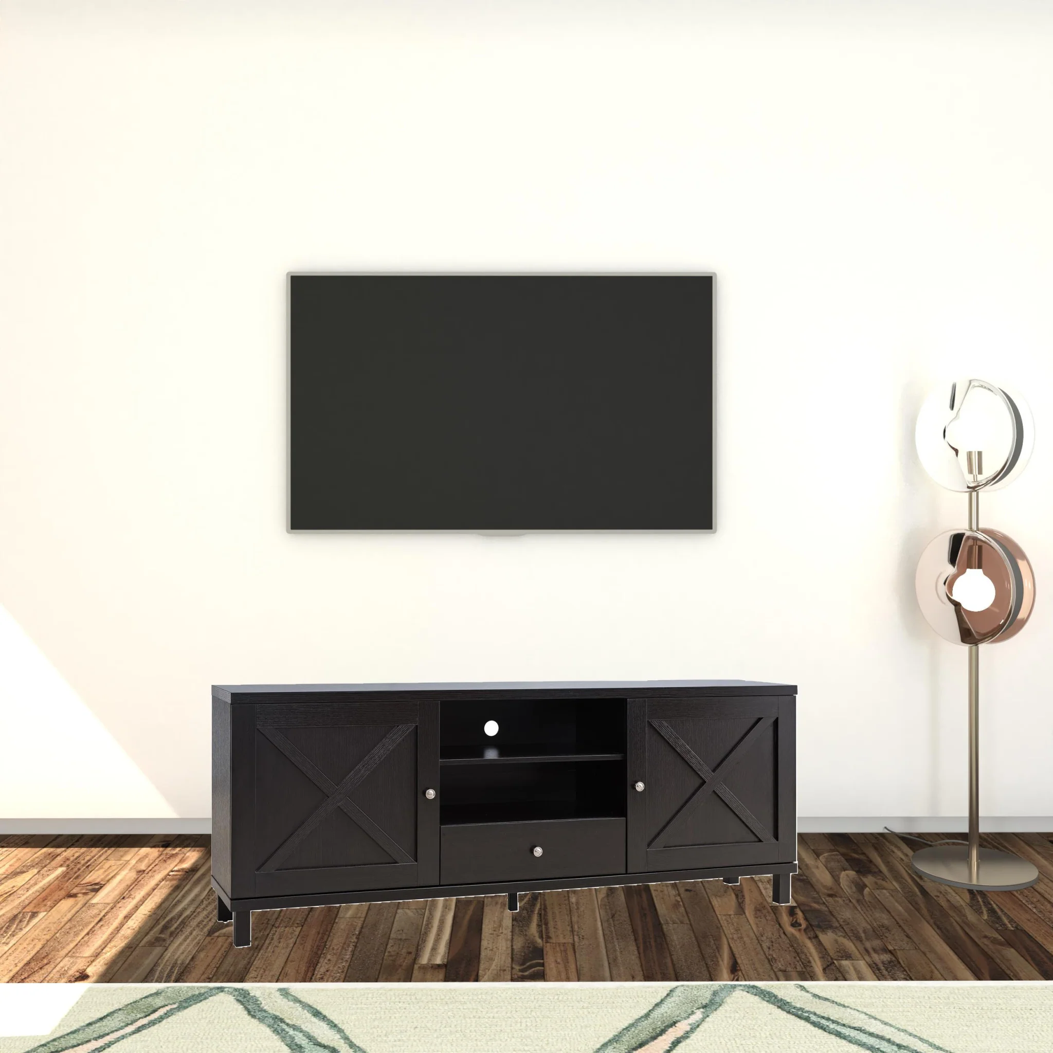 71" Red Cocoa Manufactured Wood Cabinet Enclosed Storage TV Stand By Homeroots - Image 2