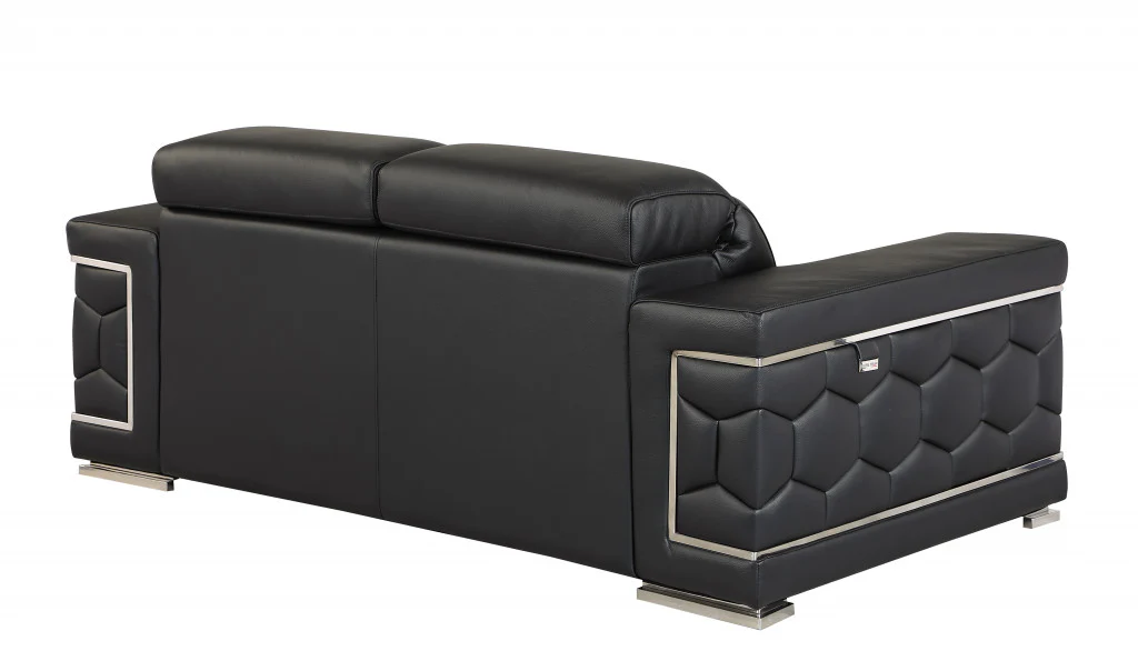 71" Sturdy Black Leather Loveseat By Homeroots - Image 3