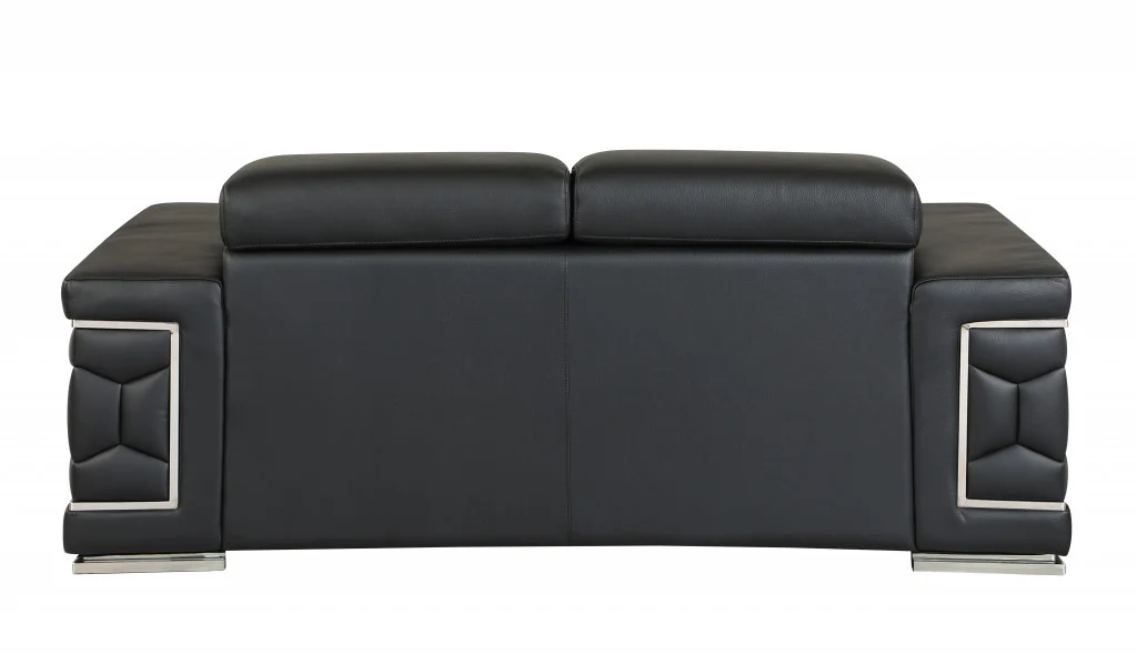 71" Sturdy Black Leather Loveseat By Homeroots - Image 4