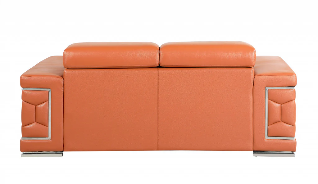 71" Sturdy Camel Leather Loveseat By Homeroots - Image 4