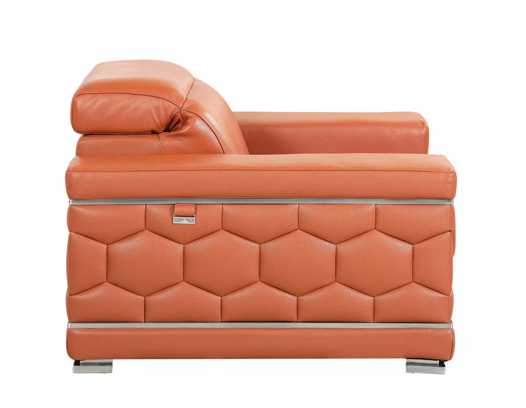 71" Sturdy Camel Leather Loveseat By Homeroots - Image 5