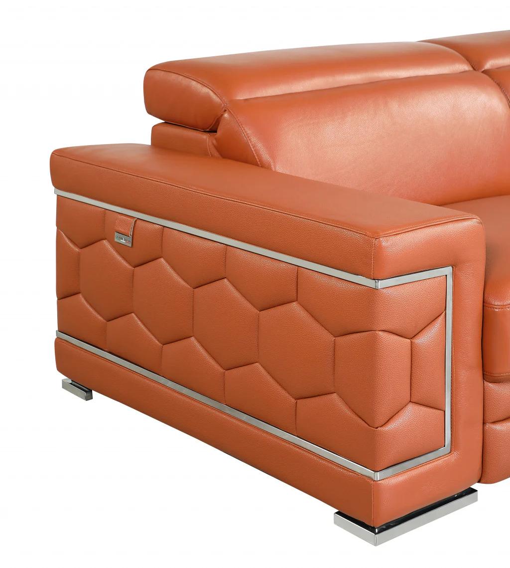71" Sturdy Camel Leather Loveseat By Homeroots - Image 6