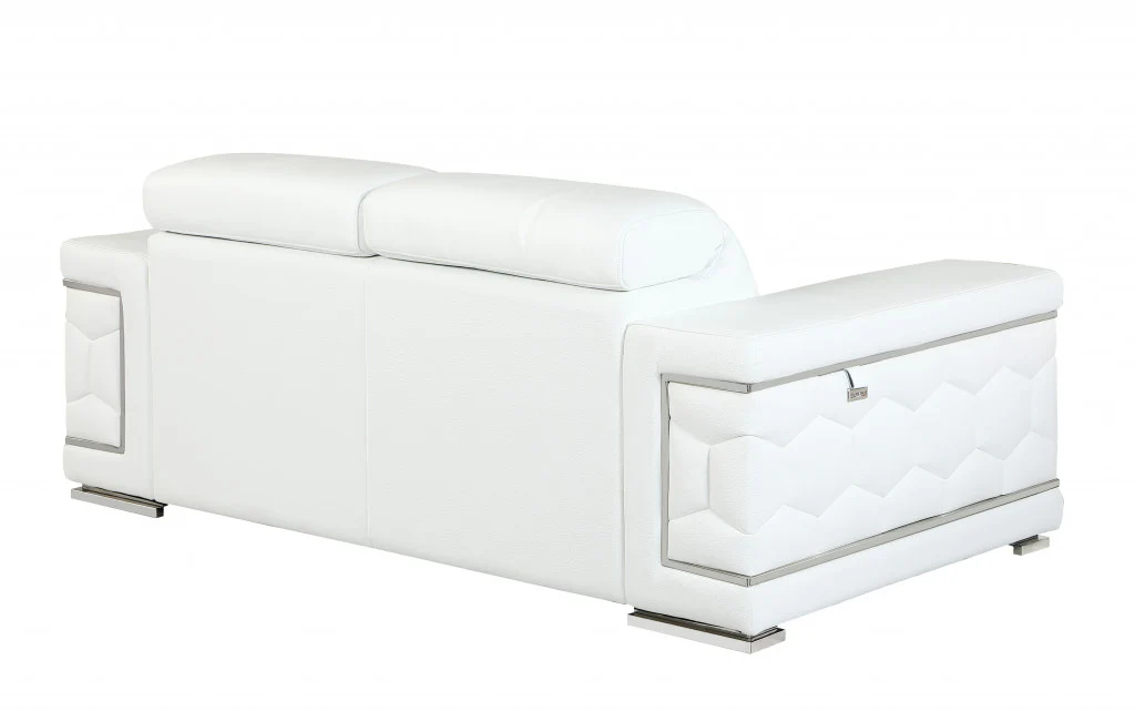 71" Sturdy White Leather Loveseat By Homeroots - Image 3