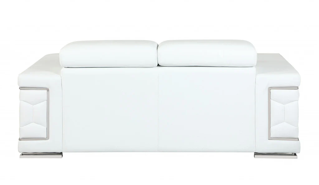 71" Sturdy White Leather Loveseat By Homeroots - Image 4