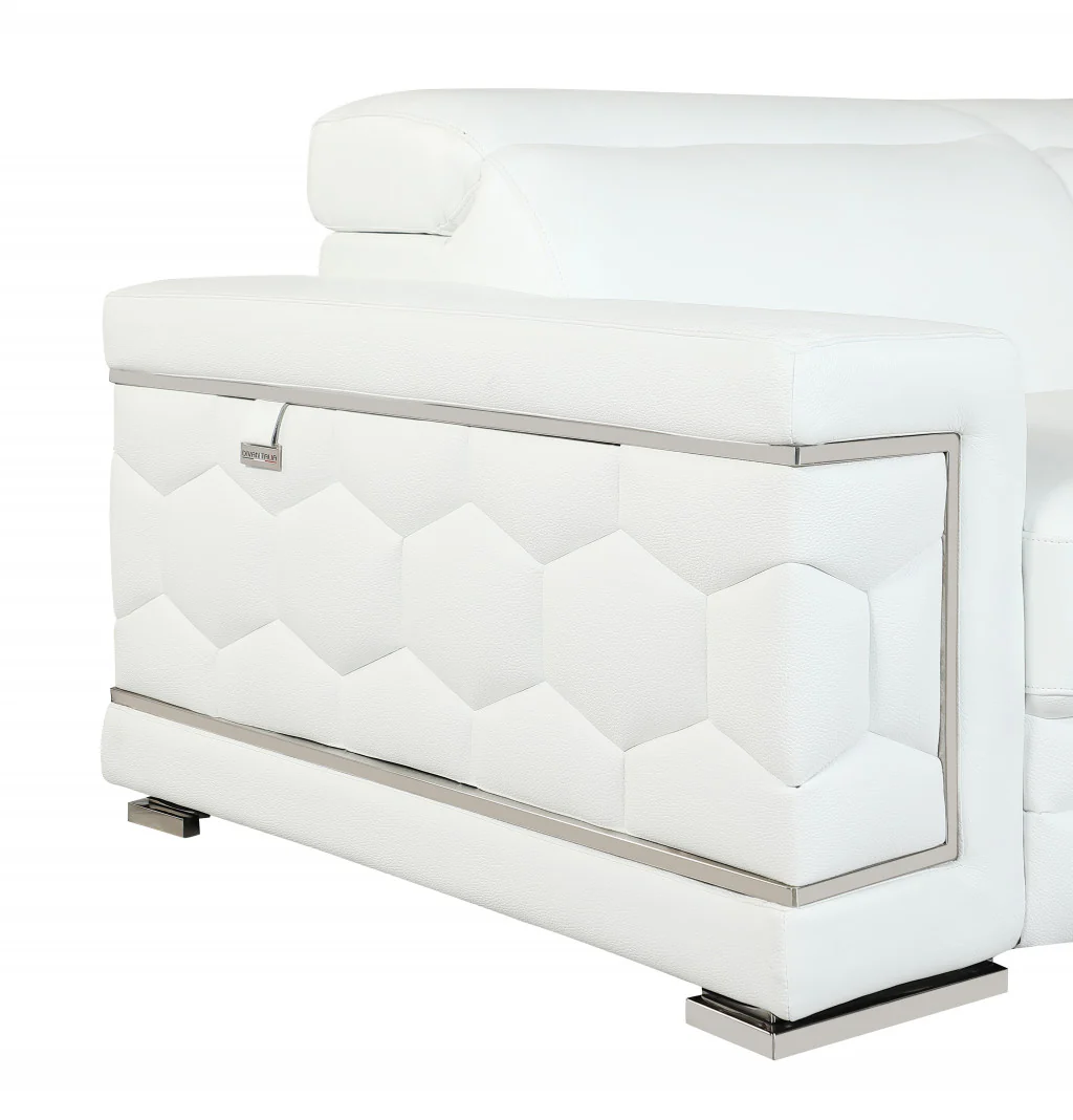 71" Sturdy White Leather Loveseat By Homeroots - Image 6