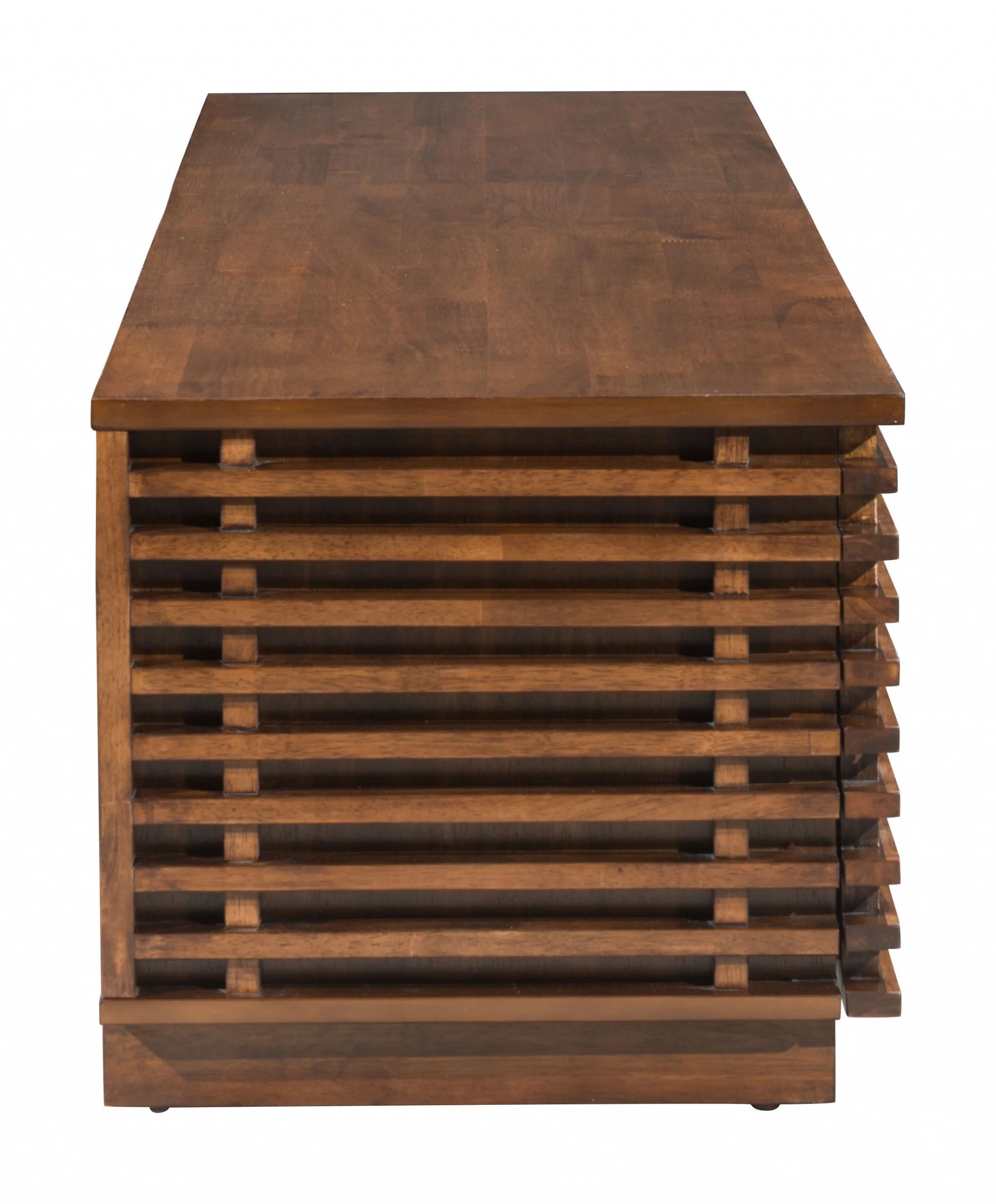71" Walnut Modern Retro Grooves TV Media Center By Homeroots - Image 3
