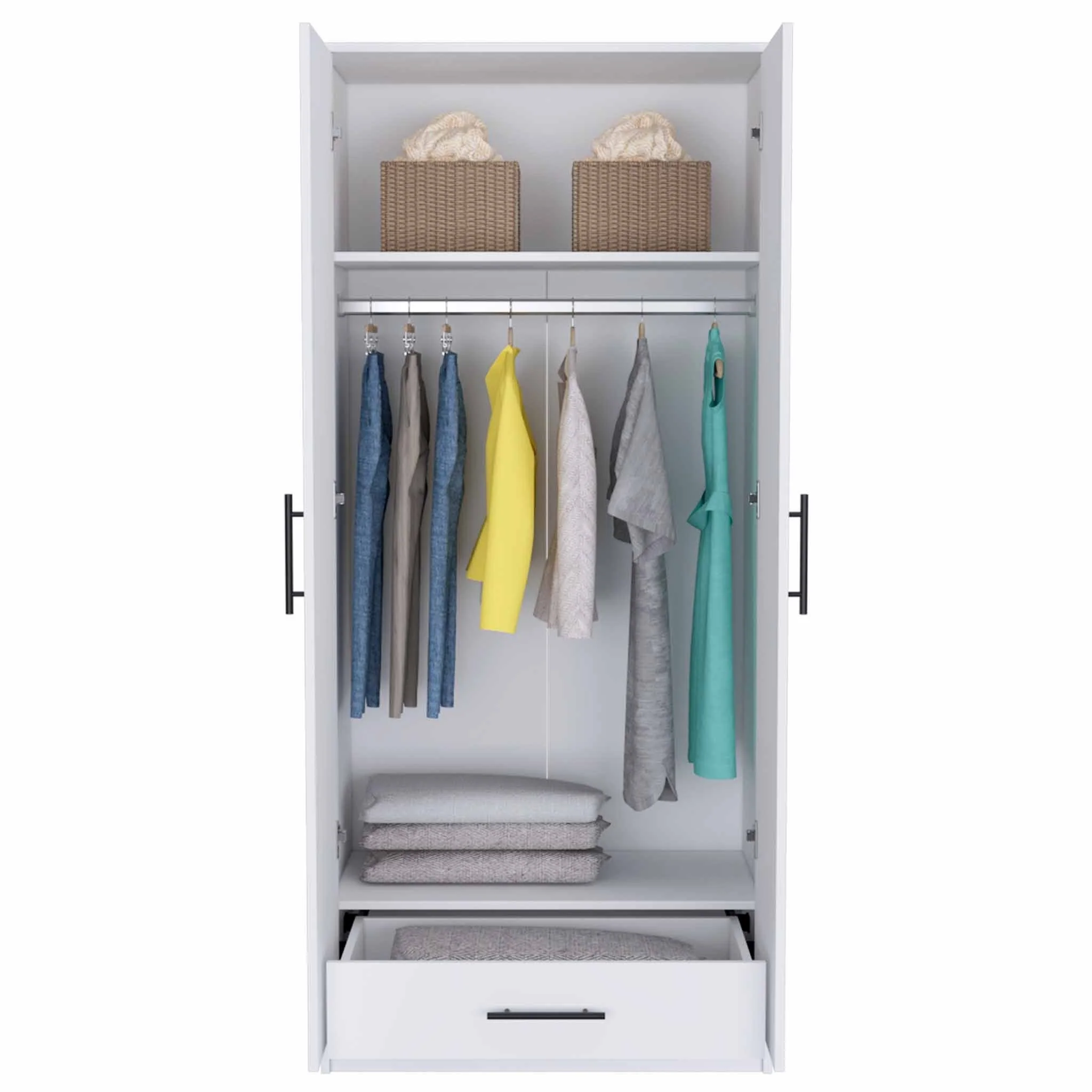71" White Tall Two Door Closet By Homeroots - Image 5