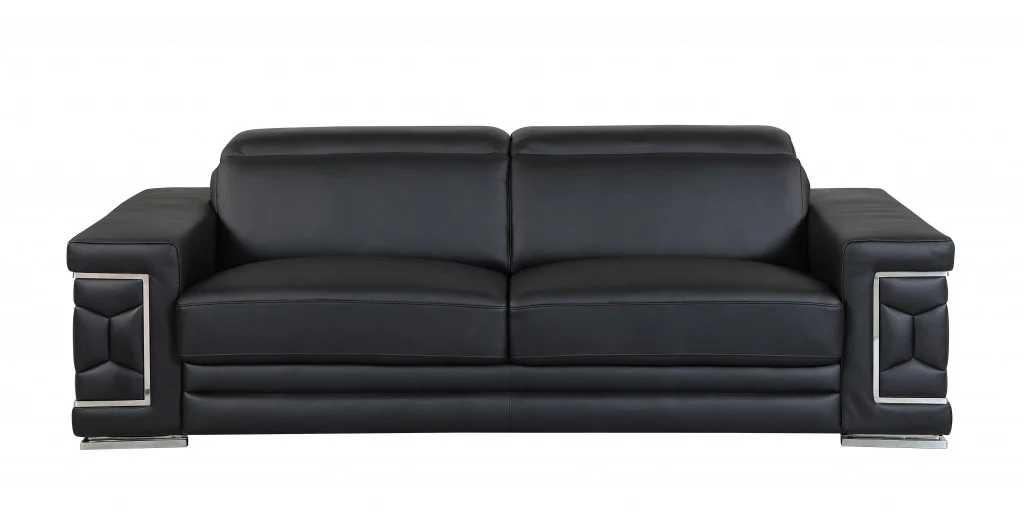 71" X 41" X 29" Modern Black Leather Sofa And Loveseat By Homeroots - Image 2