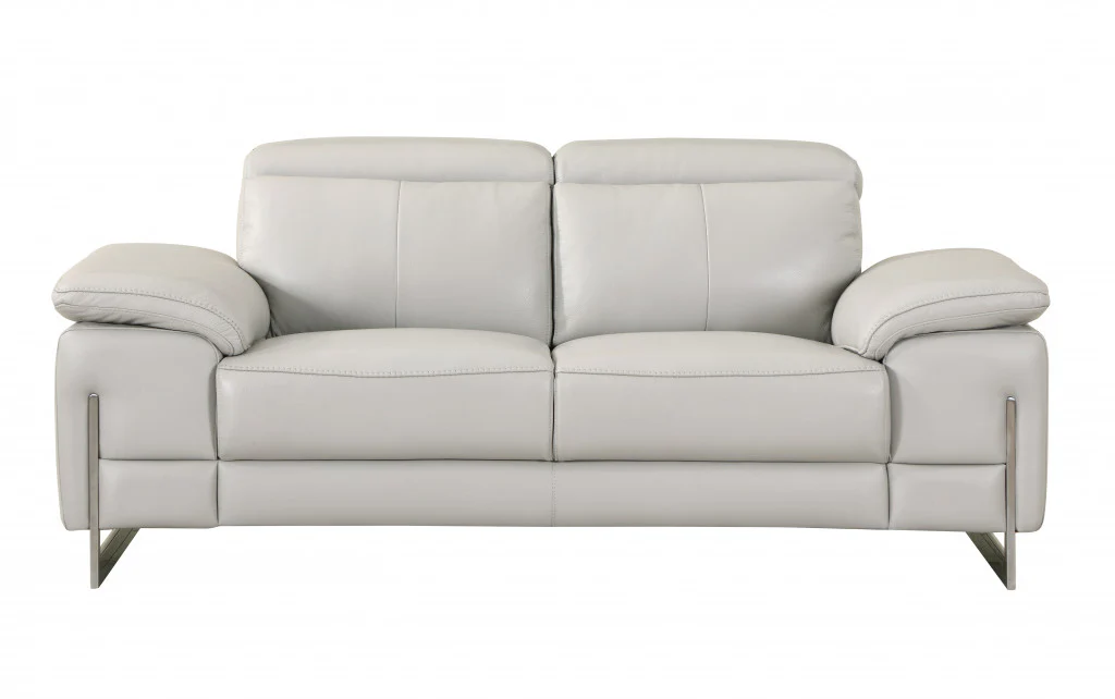 71'" X 42'"  X 31'" Modern Light Gray Leather Sofa And Loveseat By Homeroots - Image 2